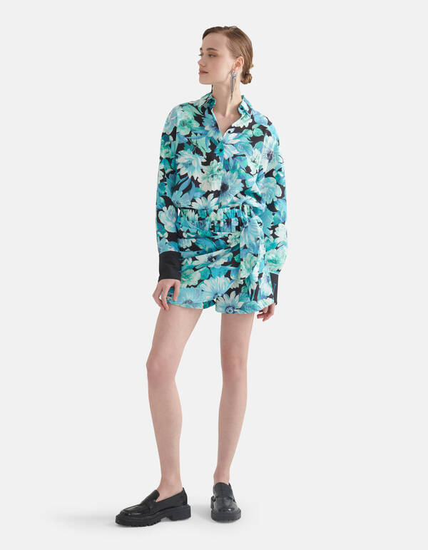 Bloemenprint Skort Blauw SHOEBY WOMEN