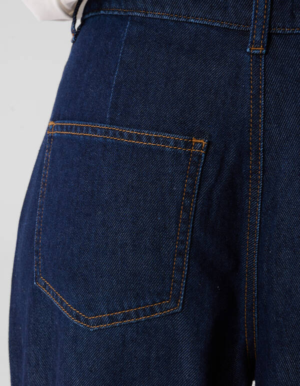 Pleated Wide Leg Fit Jeans Donkerblauw SHOEBY WOMEN