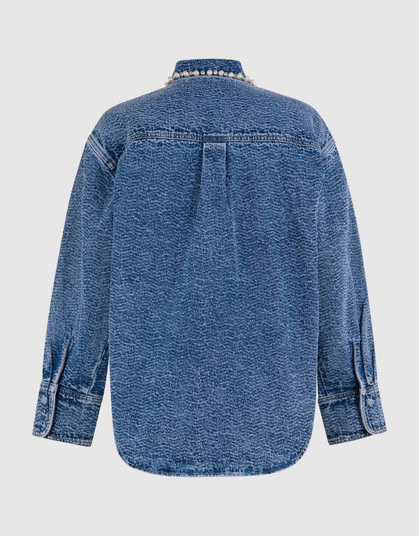 Structuur Denim Blouse Blauw SHOEBY WOMEN