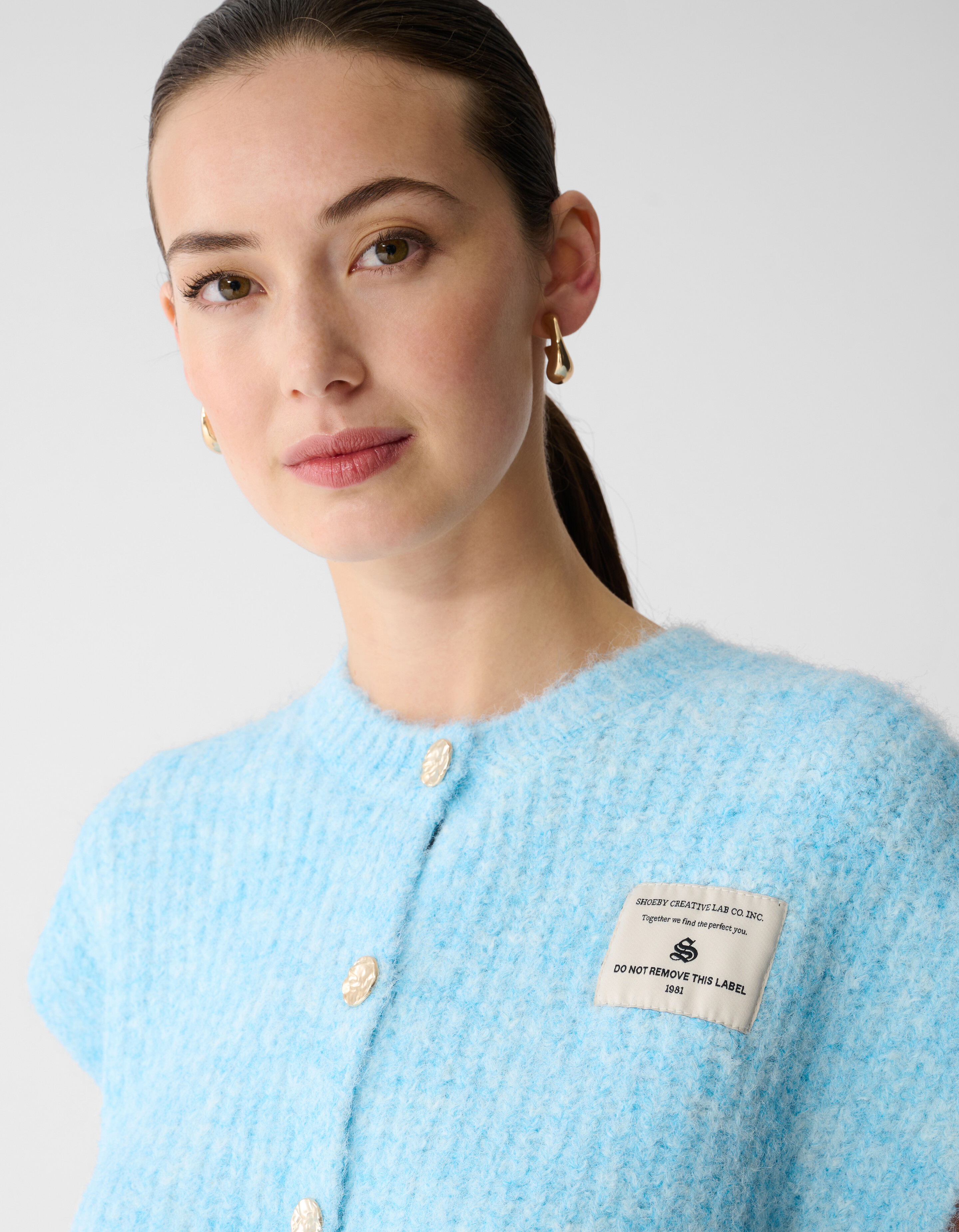 Hairy Button Gilet Lichtblauw SHOEBY WOMEN