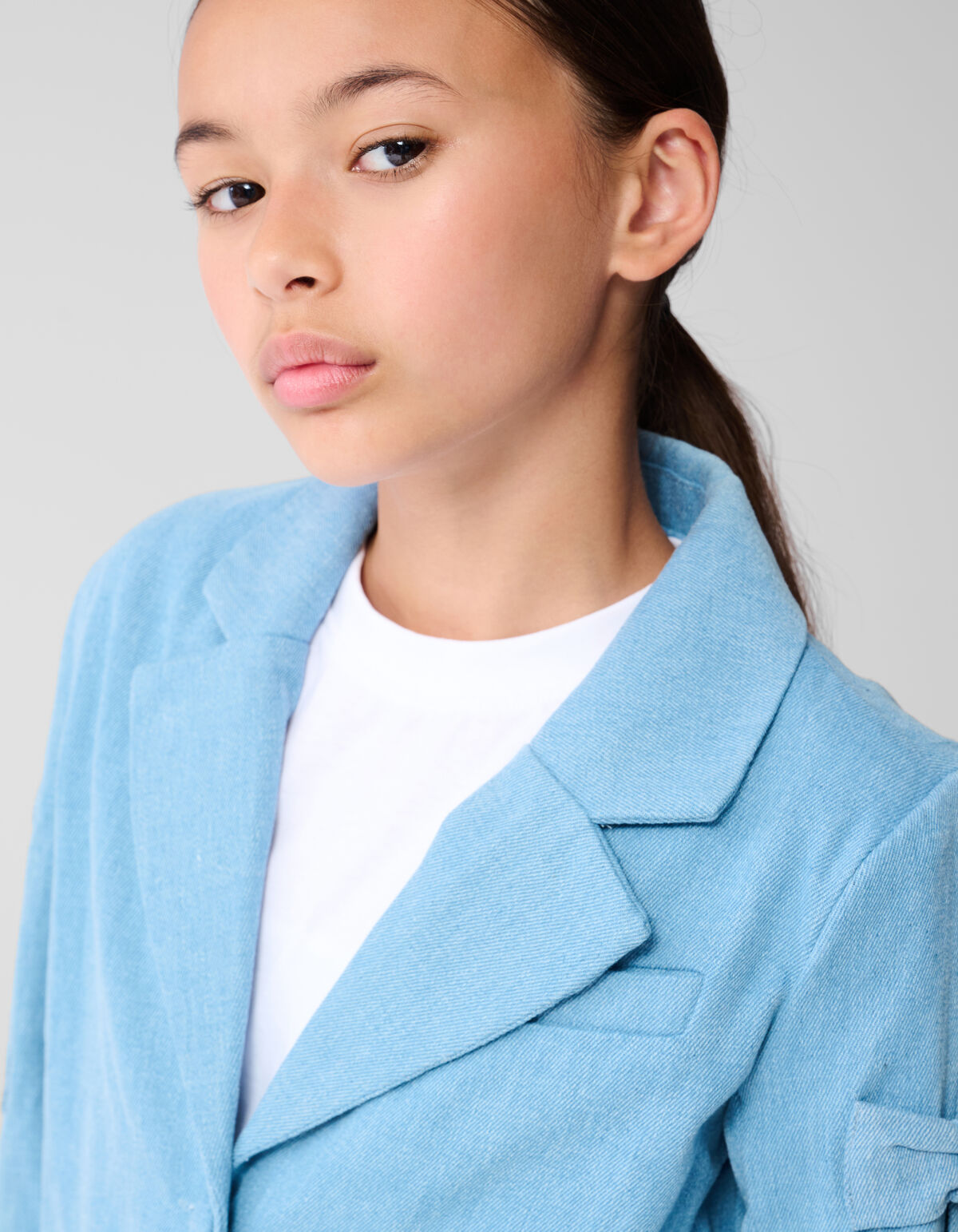 Cropped Strik Blazer Blauw SHOEBY GIRLS