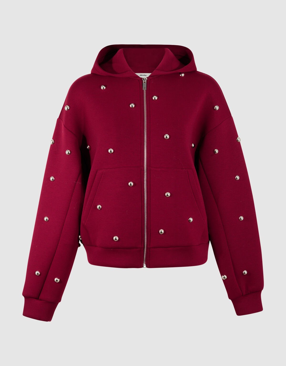 Oversized Studs Hoodie Vest Donkerrood SHOEBY WOMEN