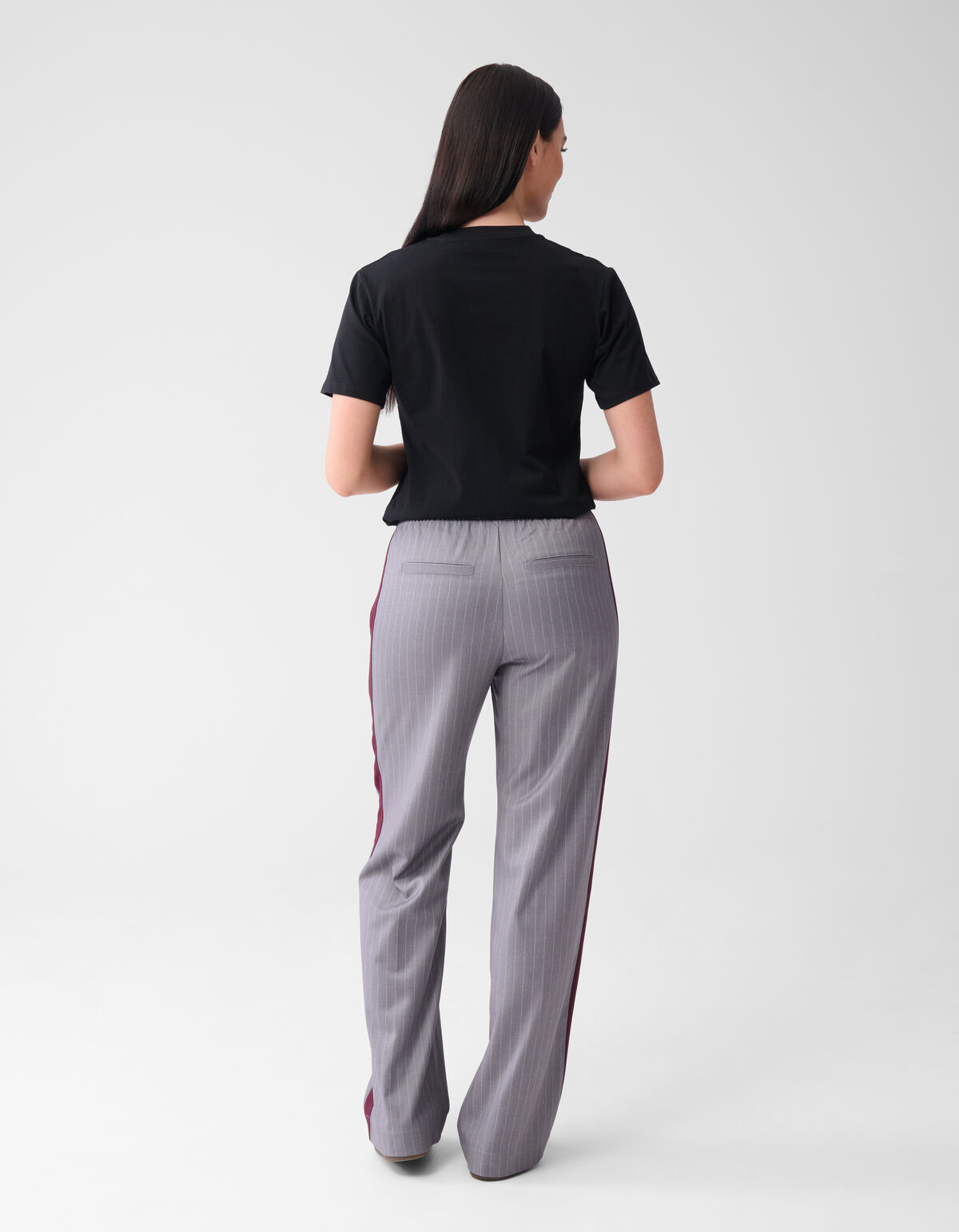 Pinstripe Wide Leg Fit Broek Lichtgrijs SHOEBY WOMEN