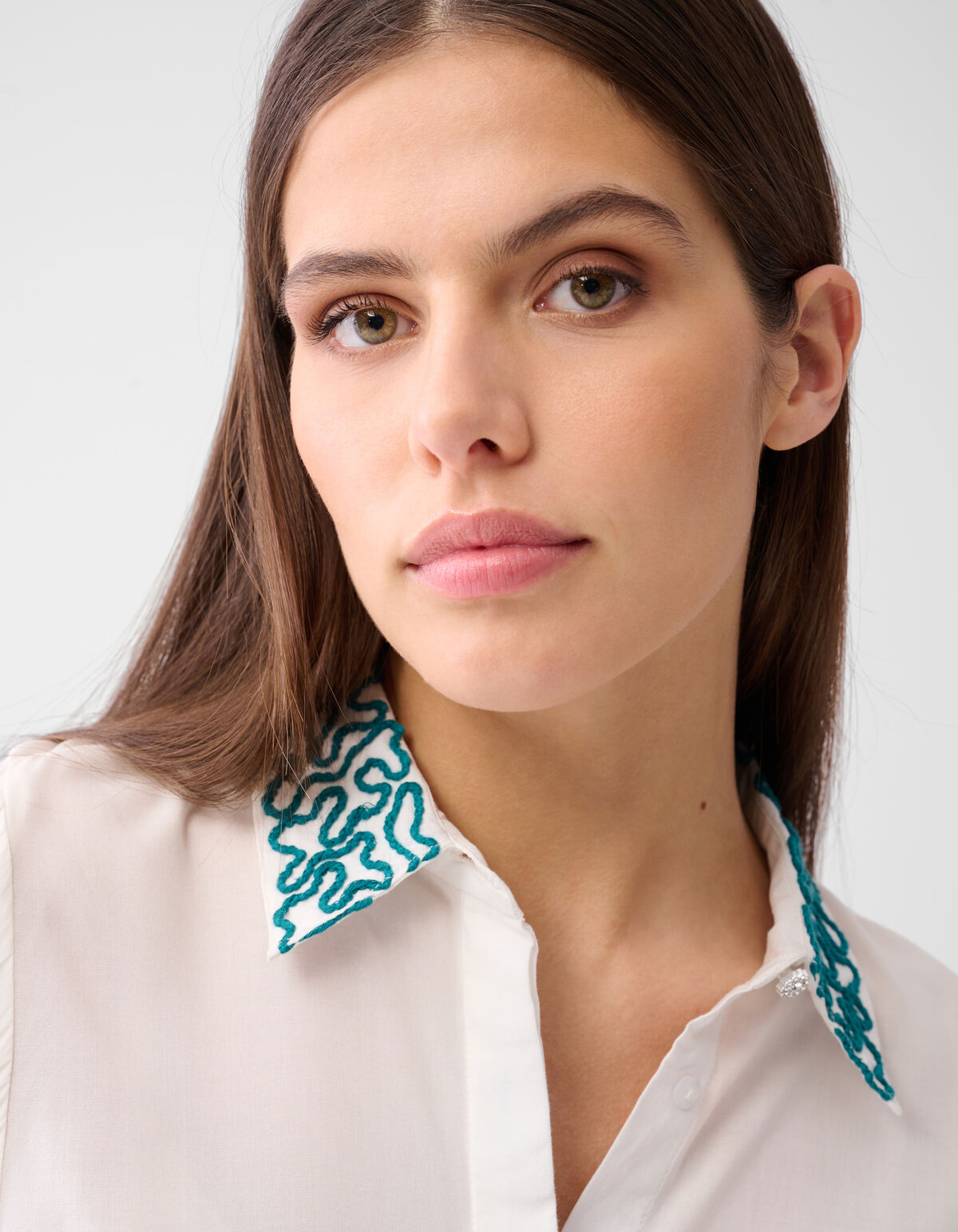 Cord Embroidery Blouse Gebroken Wit SHOEBY WOMEN