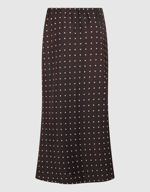 Satijnen Polkadot Maxi Rok Donkerbruin SHOEBY WOMEN