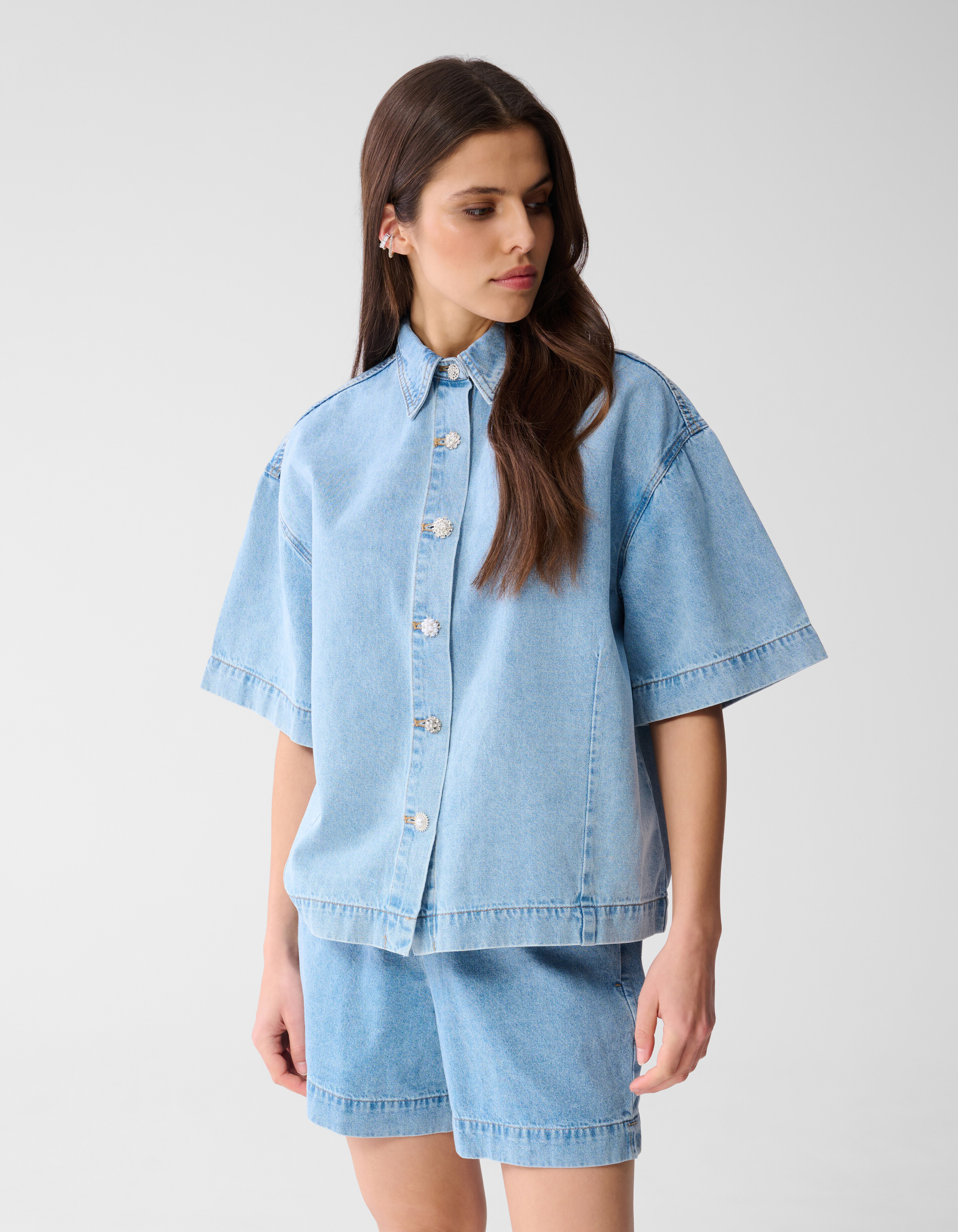 Oversized Denim Blouse Bleached By Monica SHOEBY WOMEN