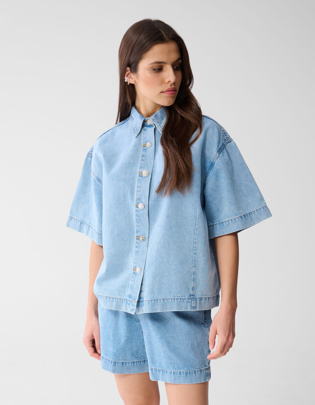 Oversized Denim Blouse Bleached By Monica SHOEBY WOMEN