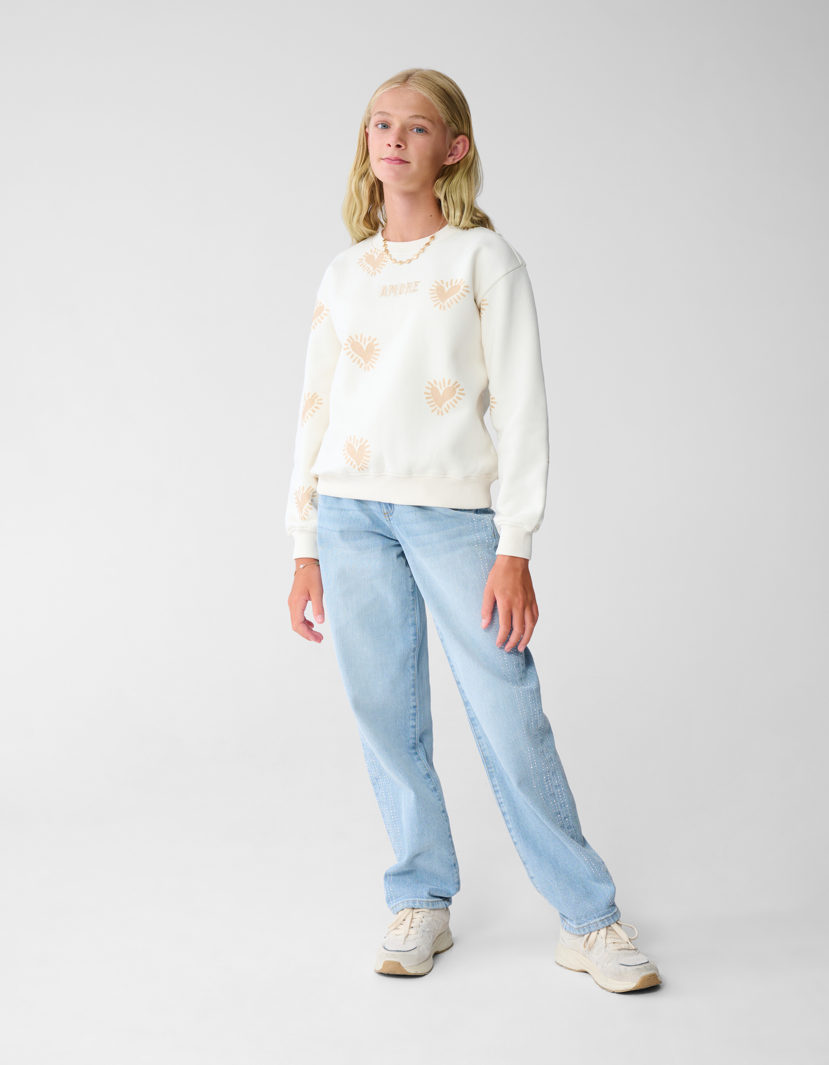 Amore Artwork Sweater Gebroken Wit SHOEBY GIRLS