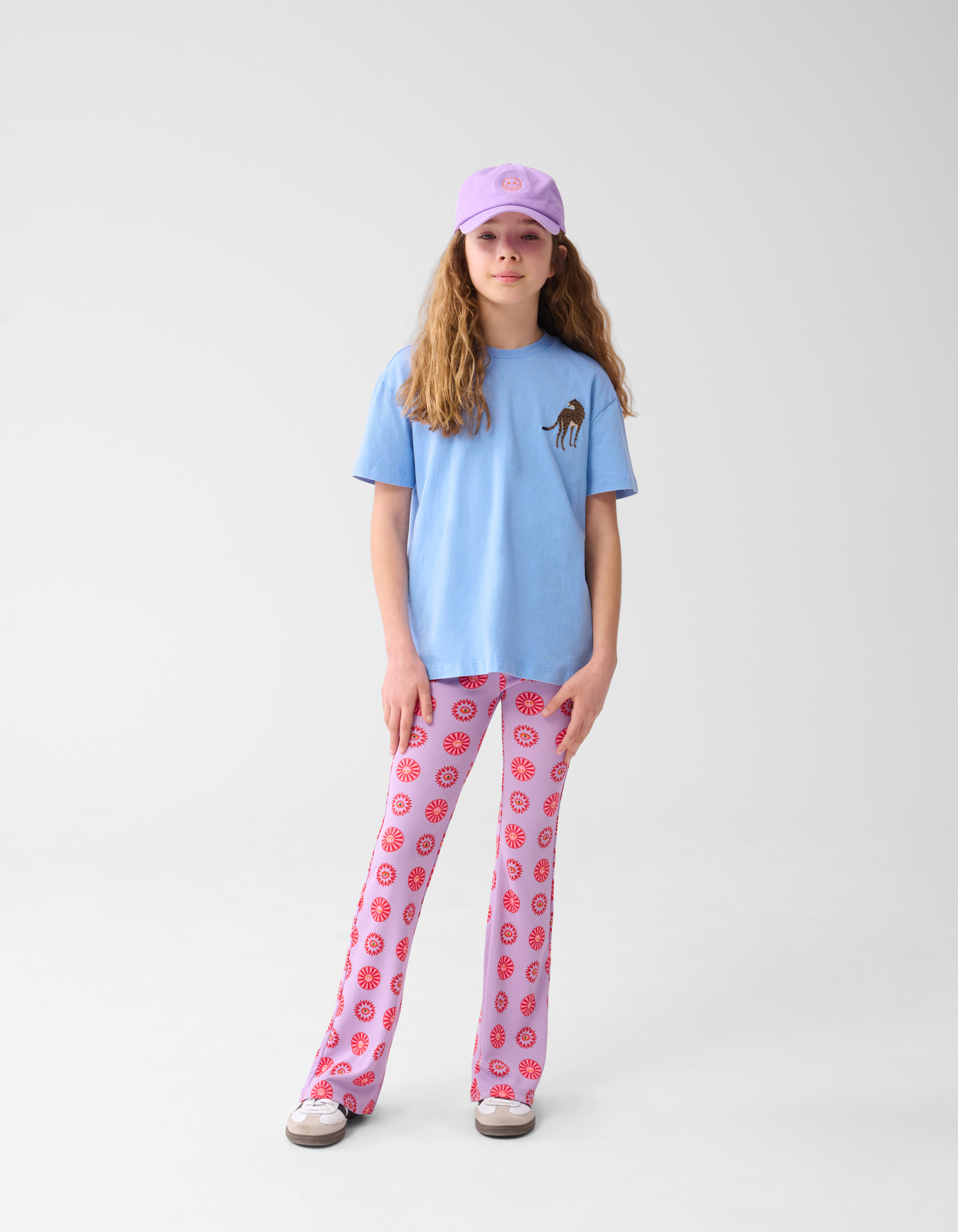 Leopard Embroidery T-shirt Lichtblauw By Lizzy SHOEBY GIRLS