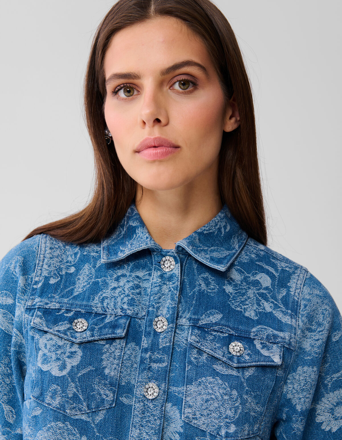 Denim Jacquard Mini Jurk Blauw SHOEBY WOMEN