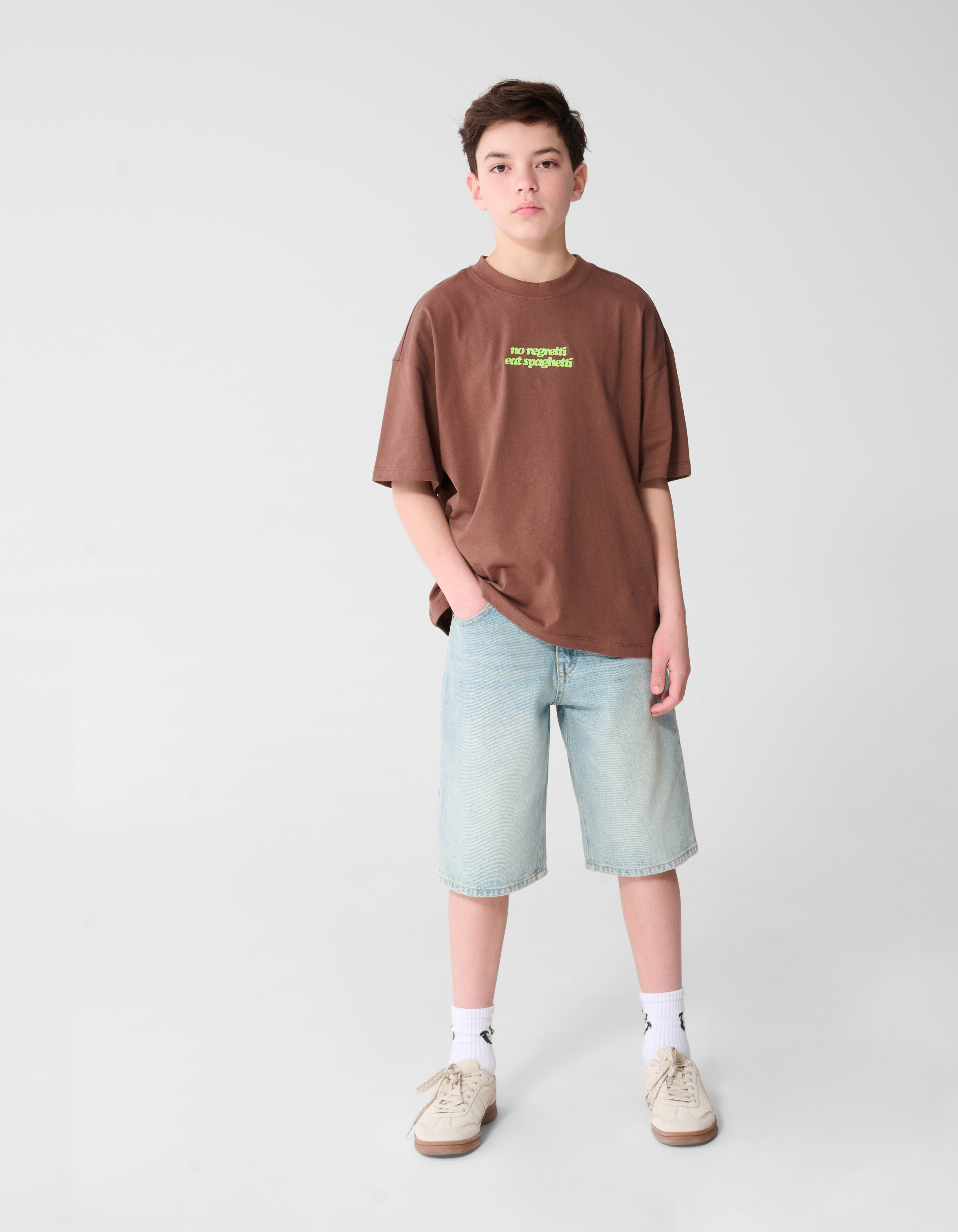 Spaghetti Artwork T-shirt Bruin SHOEBY BOYS