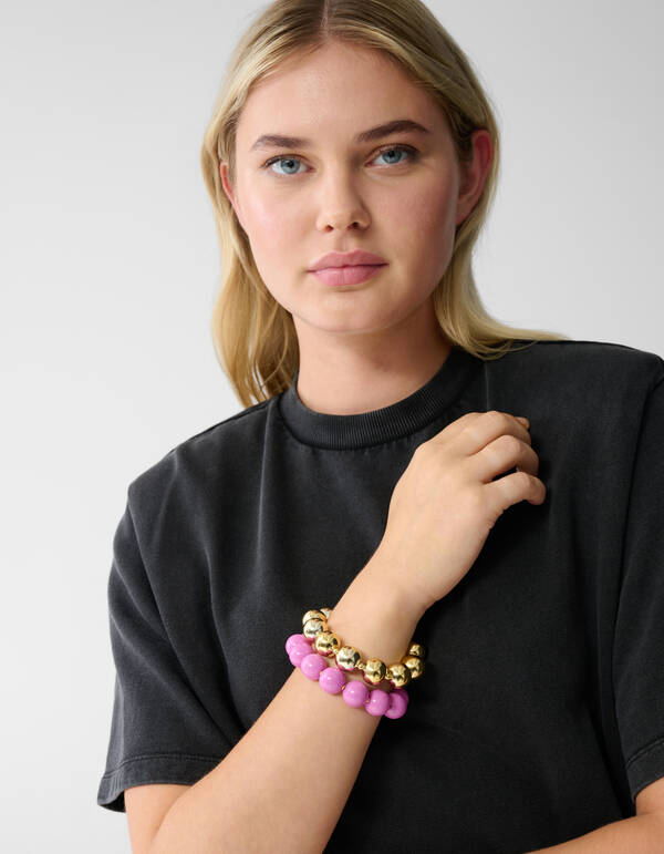 Beaded Armband Set Roze SHOEBY ACCESSOIRES