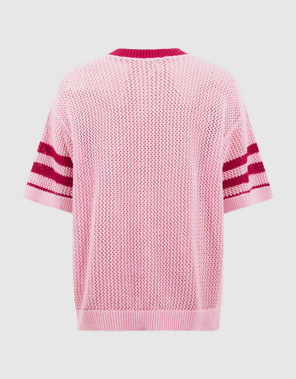 Gebreid Baseball T-shirt Roze SHOEBY GIRLS