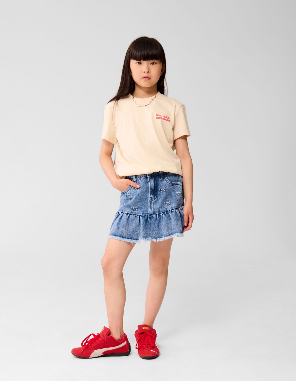 Denim Strik Rok Blauw SHOEBY GIRLS