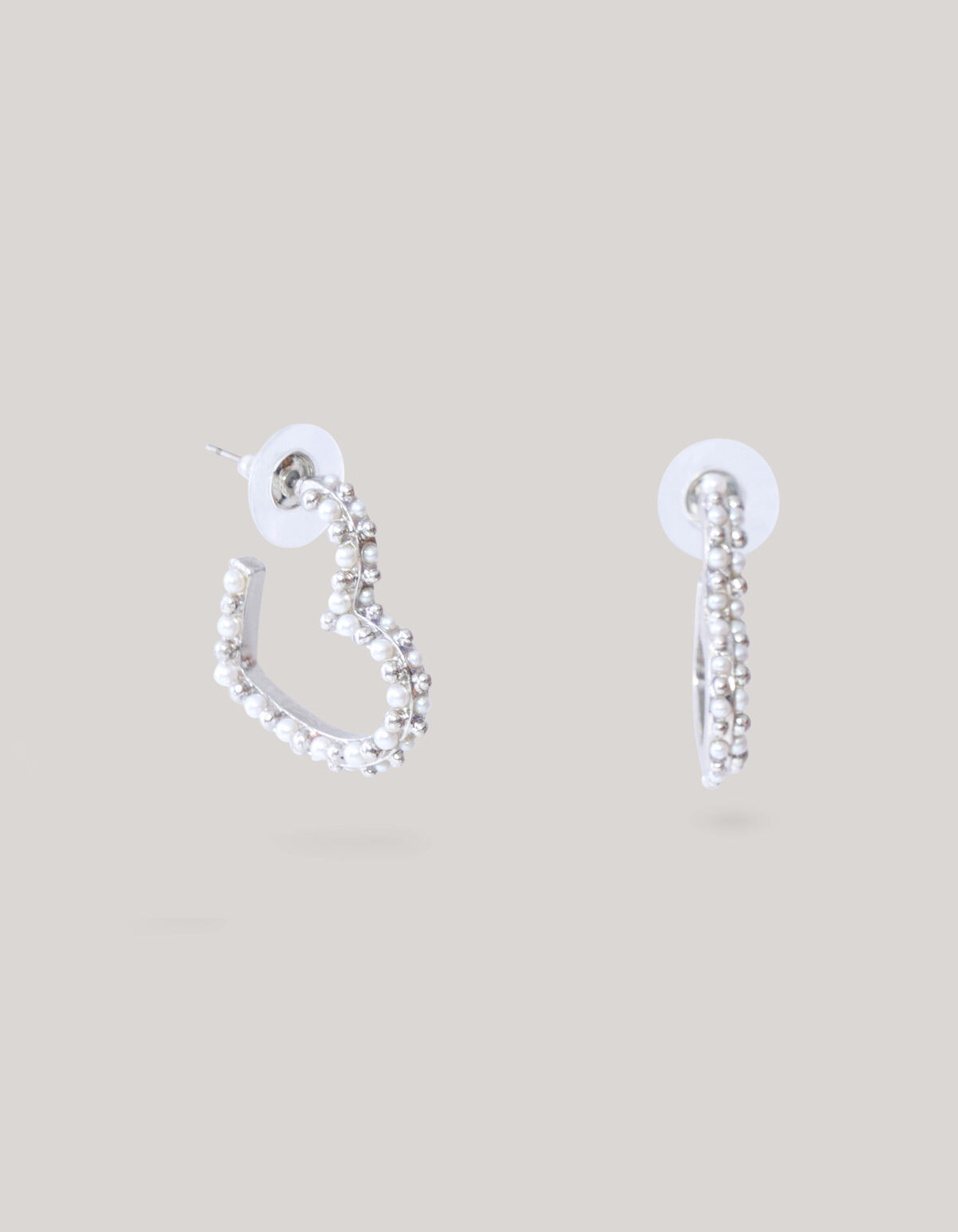 Pearl Heart Hoop Oorbellen Zilver SHOEBY ACCESSOIRES