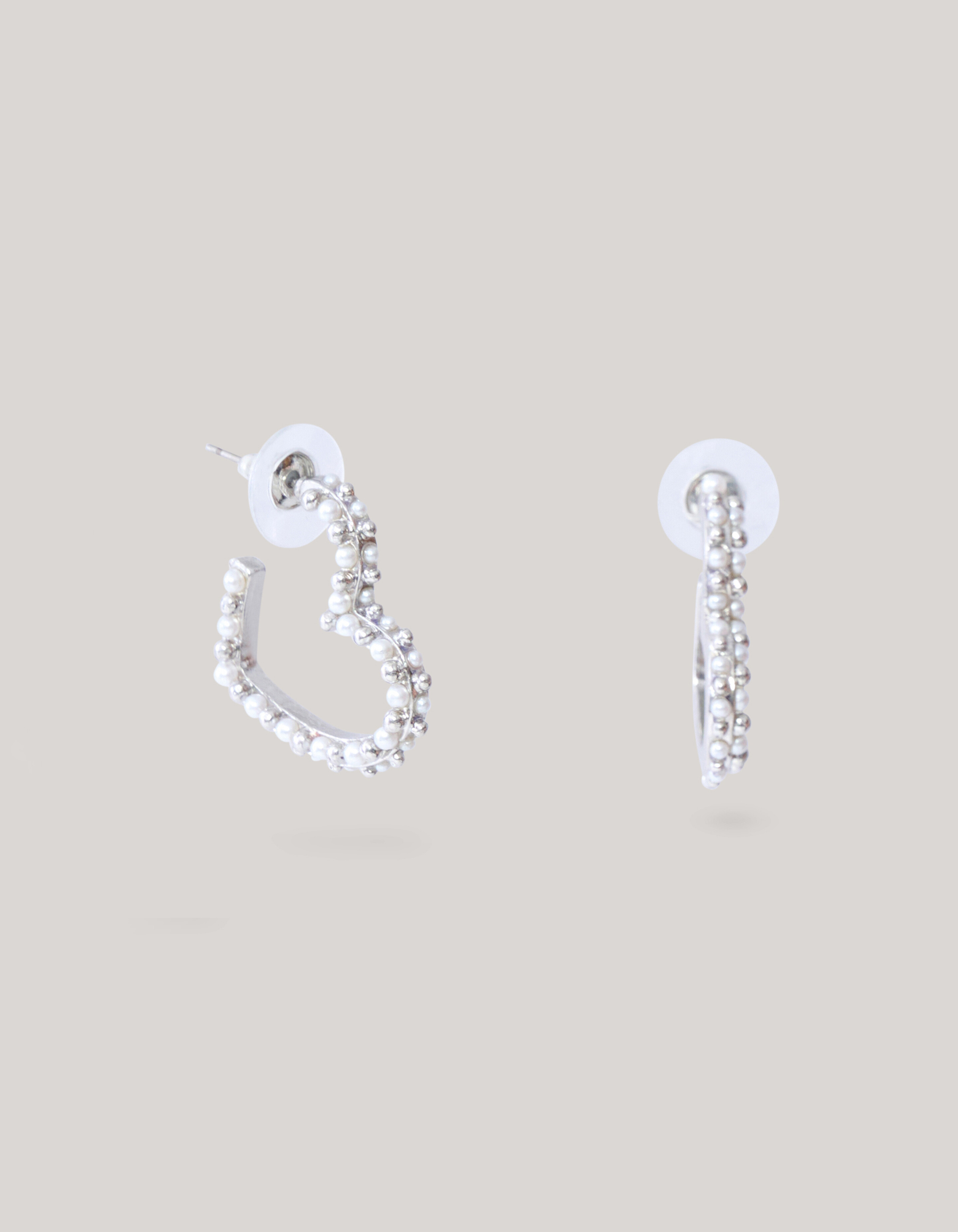 Pearl Heart Hoop Oorbellen Zilver SHOEBY ACCESSOIRES