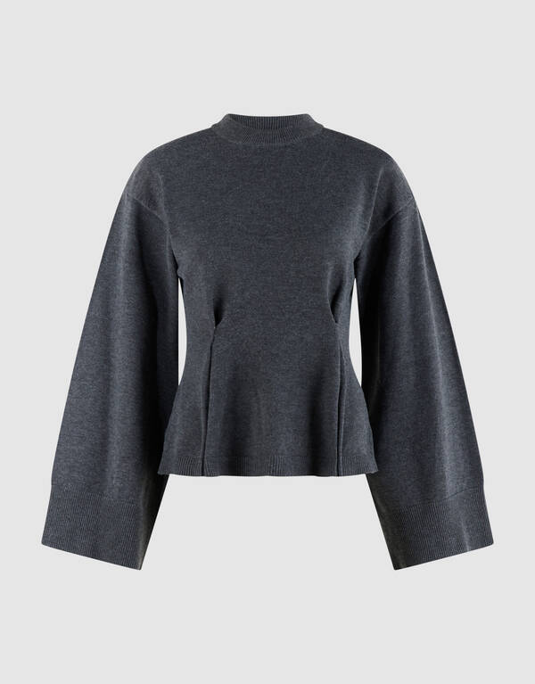 Peplum Gebreide Trui Donkergrijs SHOEBY WOMEN
