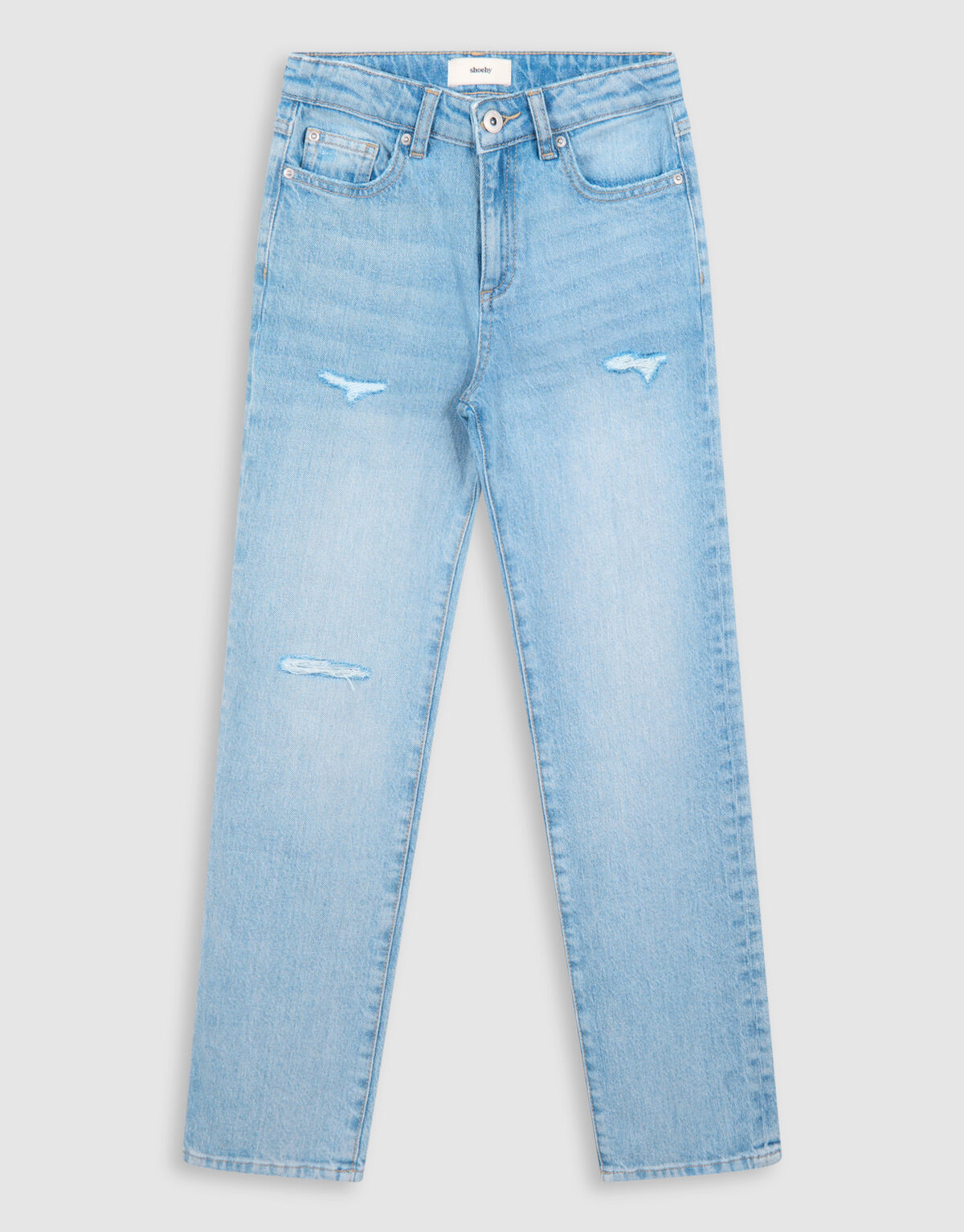 Destroyed Straight Fit Jeans Lichtblauw SHOEBY GIRLS