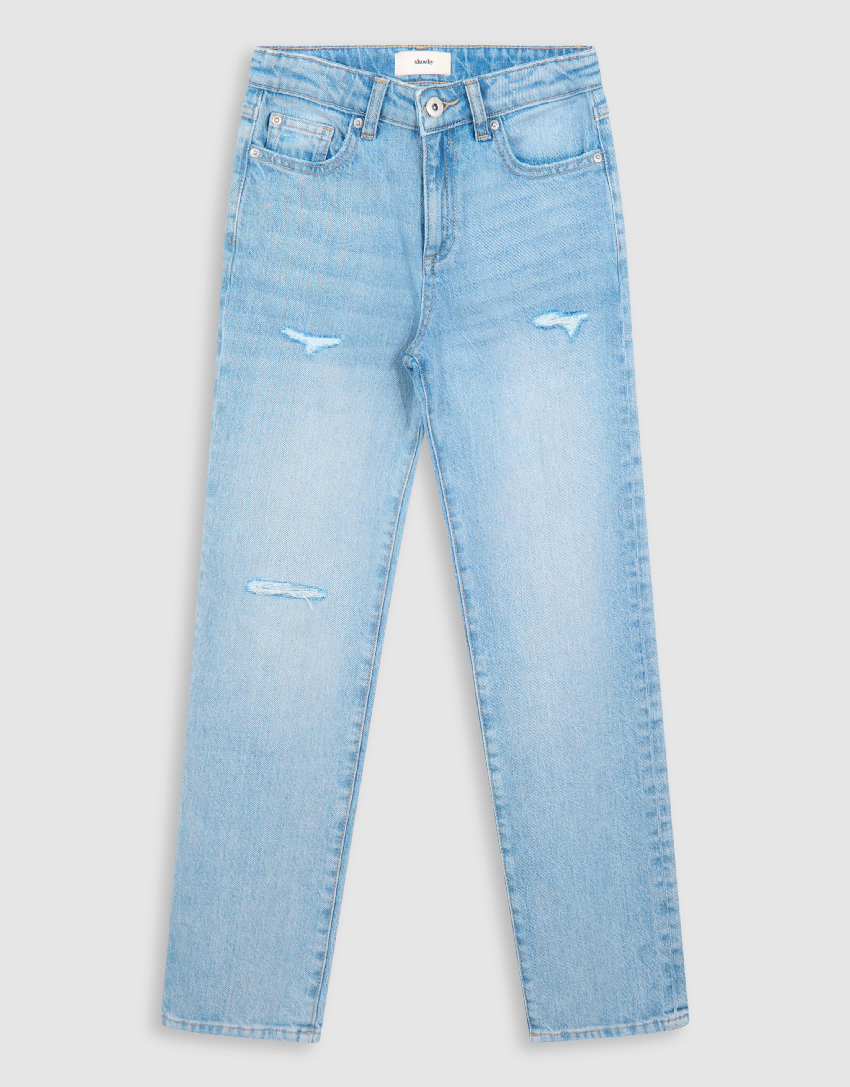 Destroyed Straight Fit Jeans Lichtblauw SHOEBY GIRLS