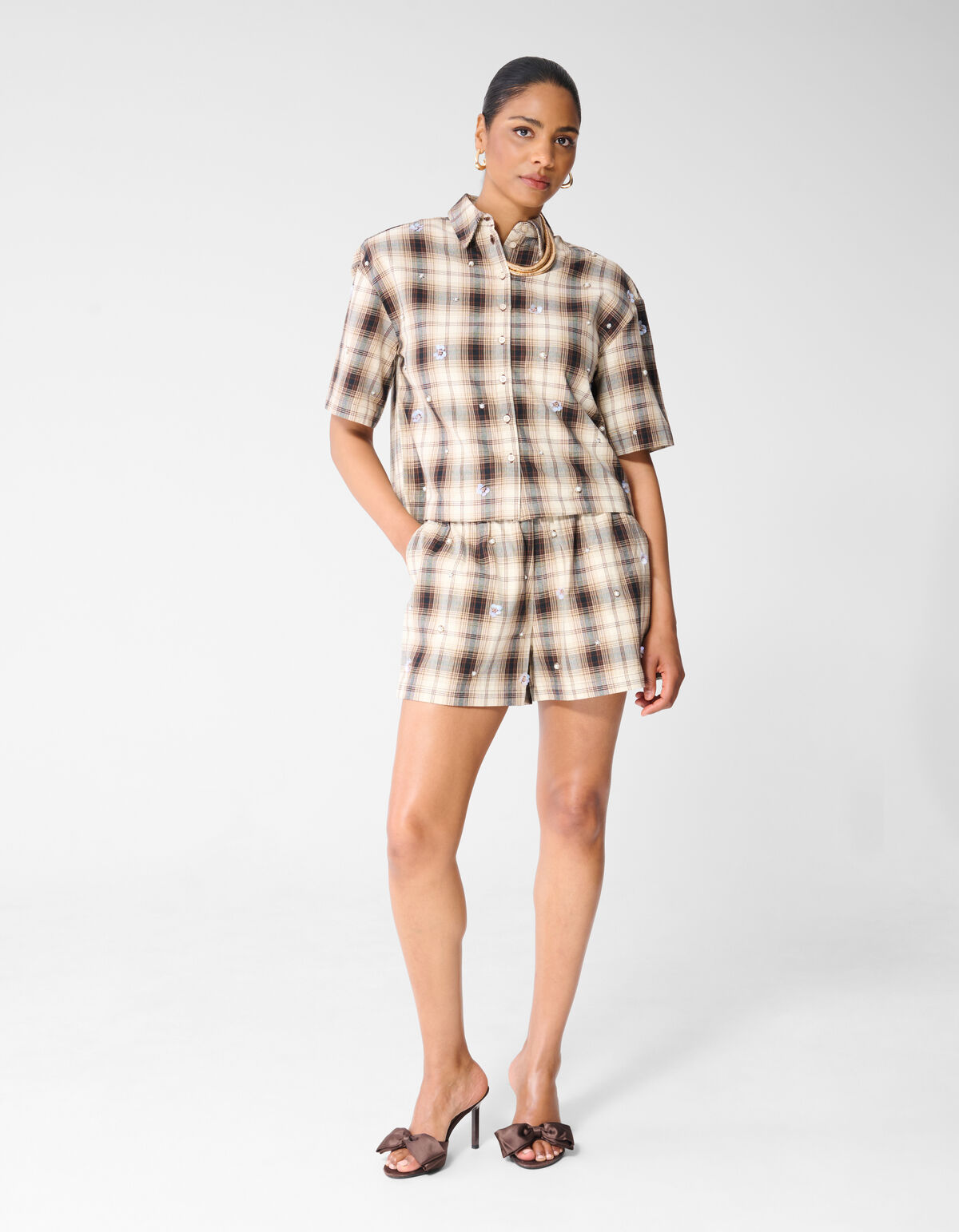 Ruiten Beaded Short Bruin SHOEBY WOMEN
