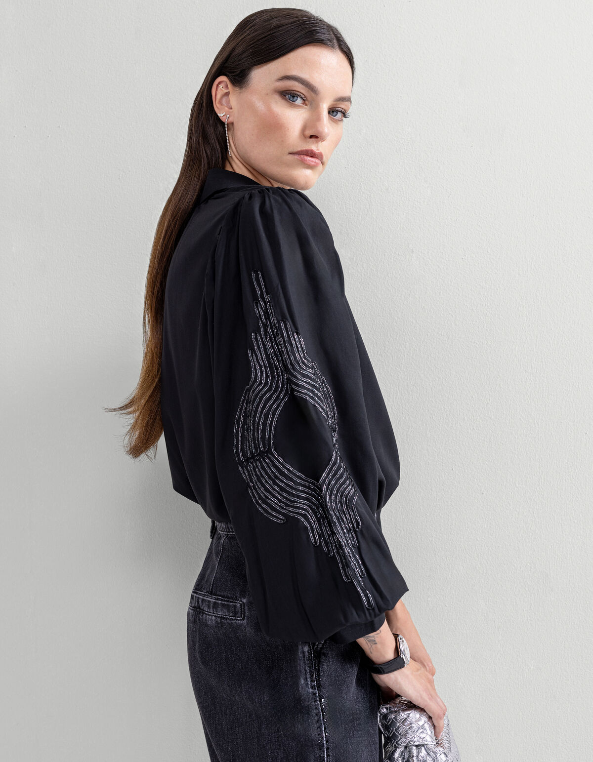 Lurex Tape Blouse Zwart SHOEBY WOMEN