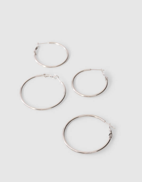 Basic Hoop Oorbellen Set Zilver SHOEBY ACCESSOIRES