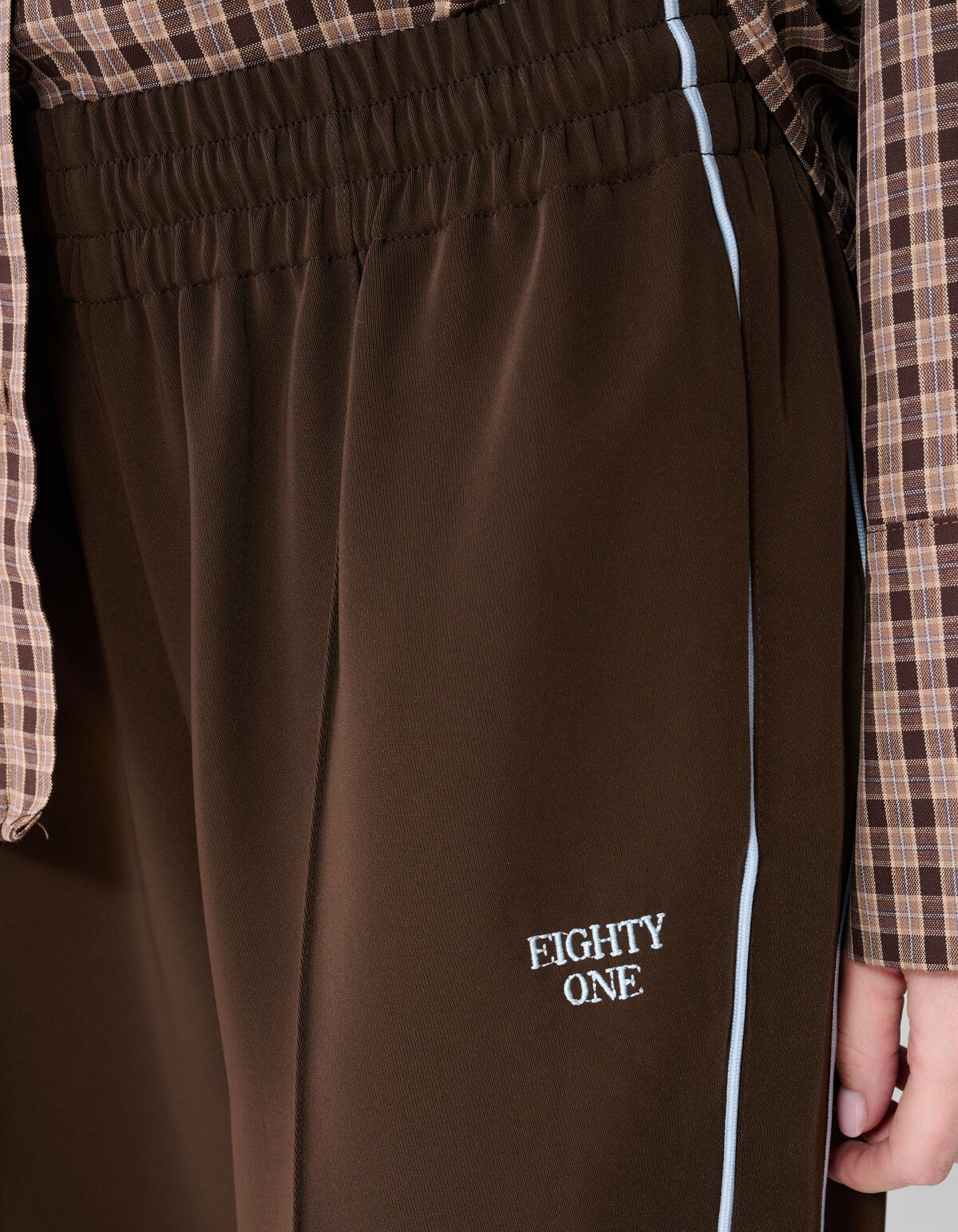 Sporty Piping Wide Leg Fit Broek Bruin SHOEBY WOMEN