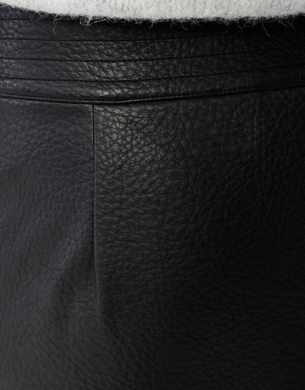 Vegan Leren Overlap Rok Zwart SHOEBY WOMEN