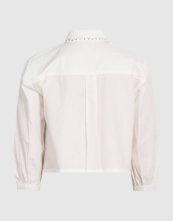 Strass Collar Blouse Wit SHOEBY GIRLS