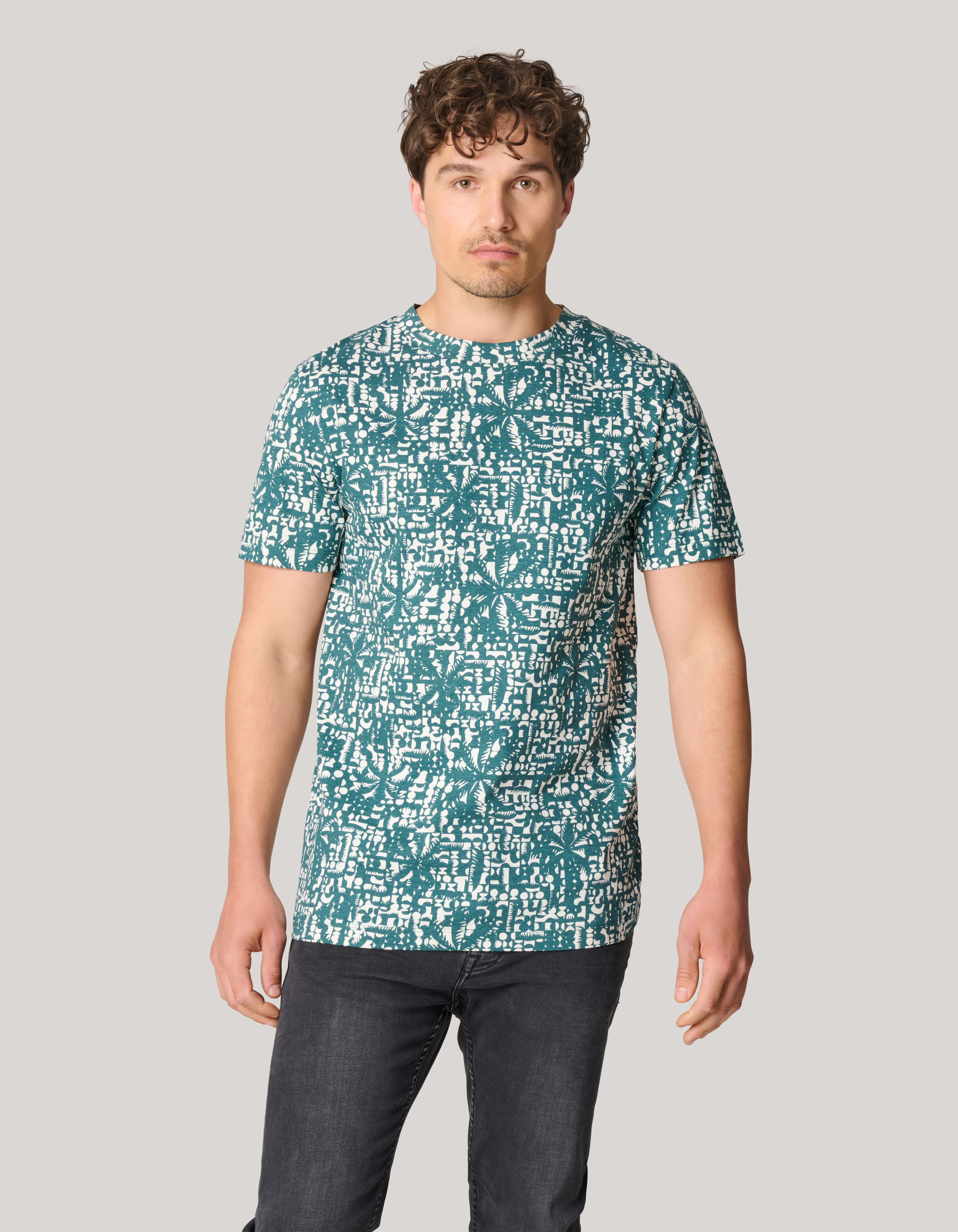 Printed T-shirt Turquoise SHOEBY MEN