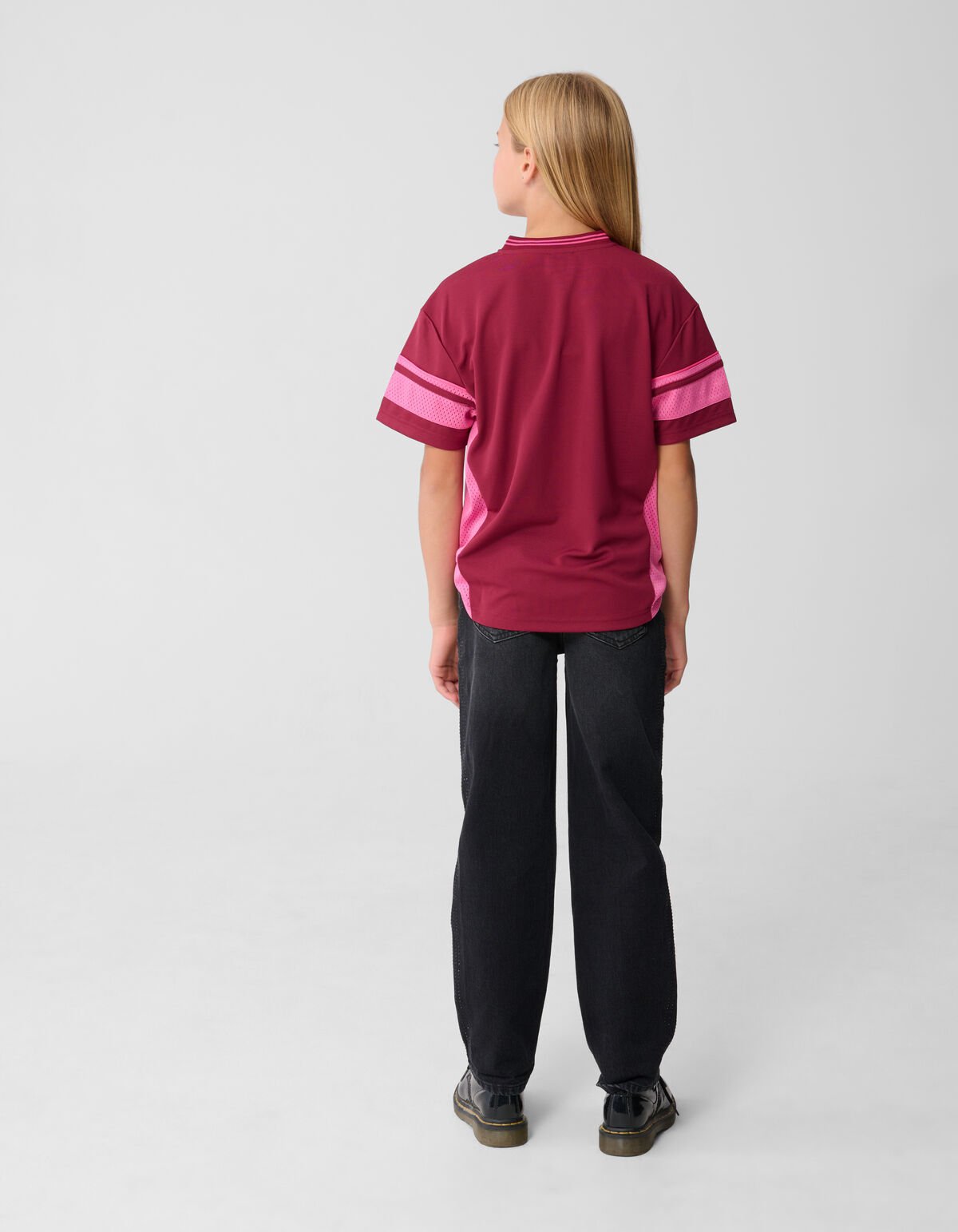 Baseball Mix T-shirt Donkerrood SHOEBY GIRLS