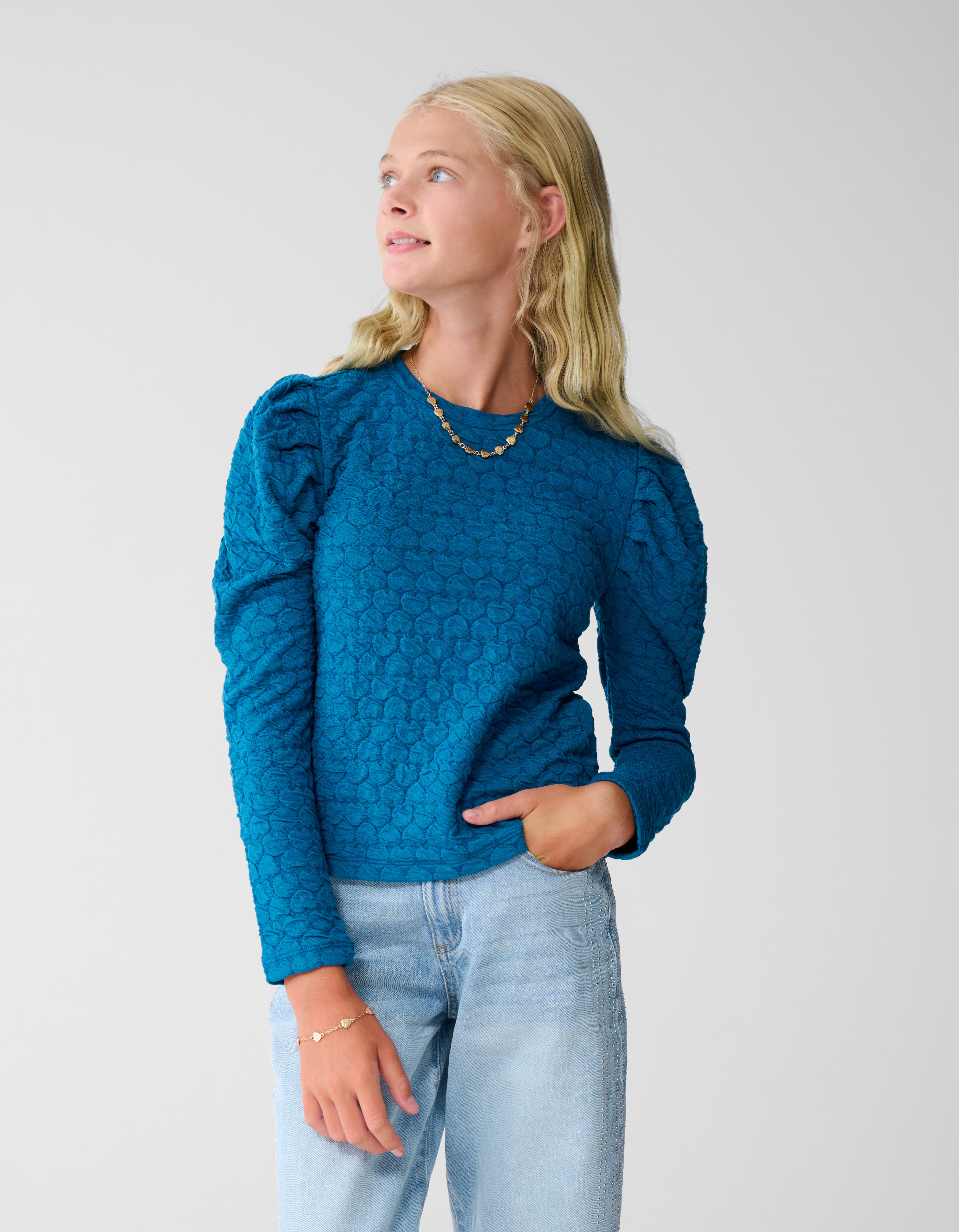 Heart Puff Top Blauw SHOEBY GIRLS