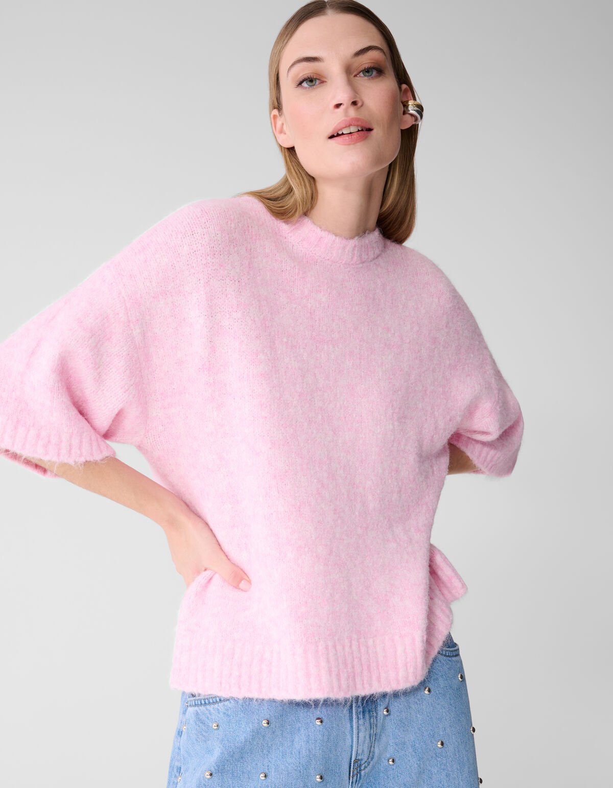 Hairy Short Sleeve Top Roze SHOEBY WOMEN