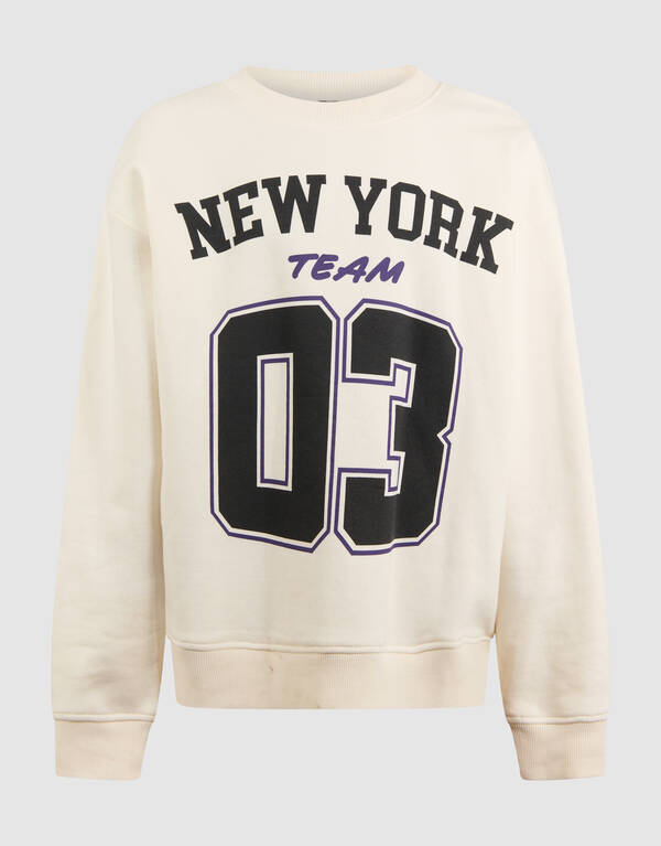 New York Artwork Sweater Gebroken Wit SHOEBY BOYS