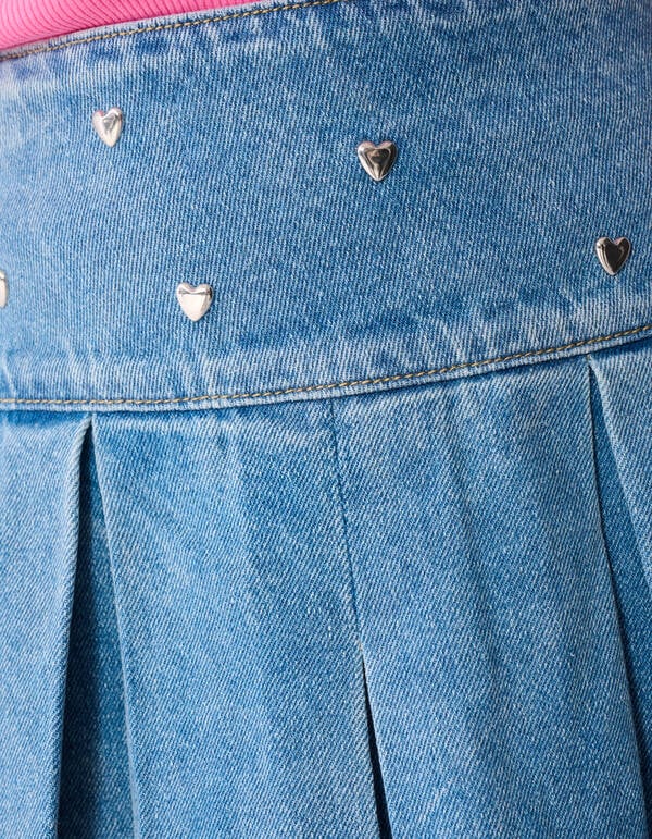 Denim Stud Mini Rok Blauw SHOEBY GIRLS
