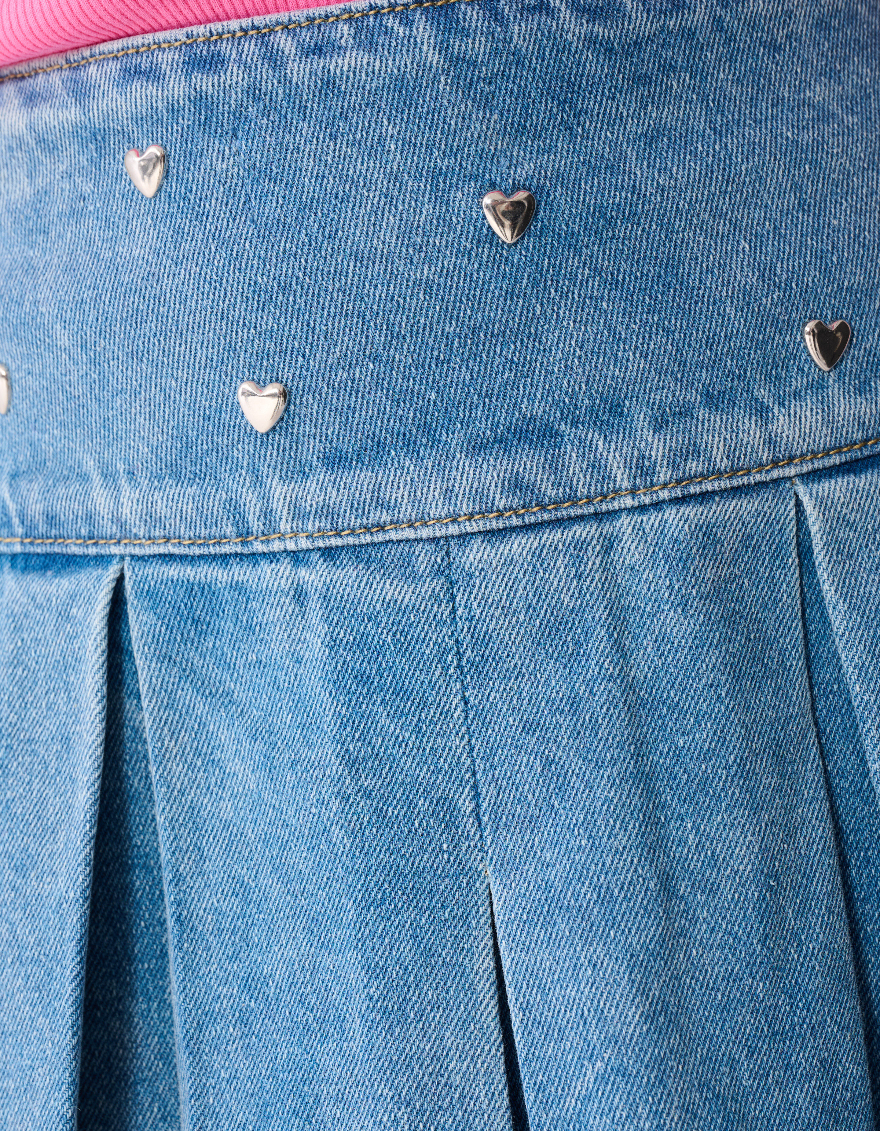 Denim Stud Mini Rok Blauw SHOEBY GIRLS