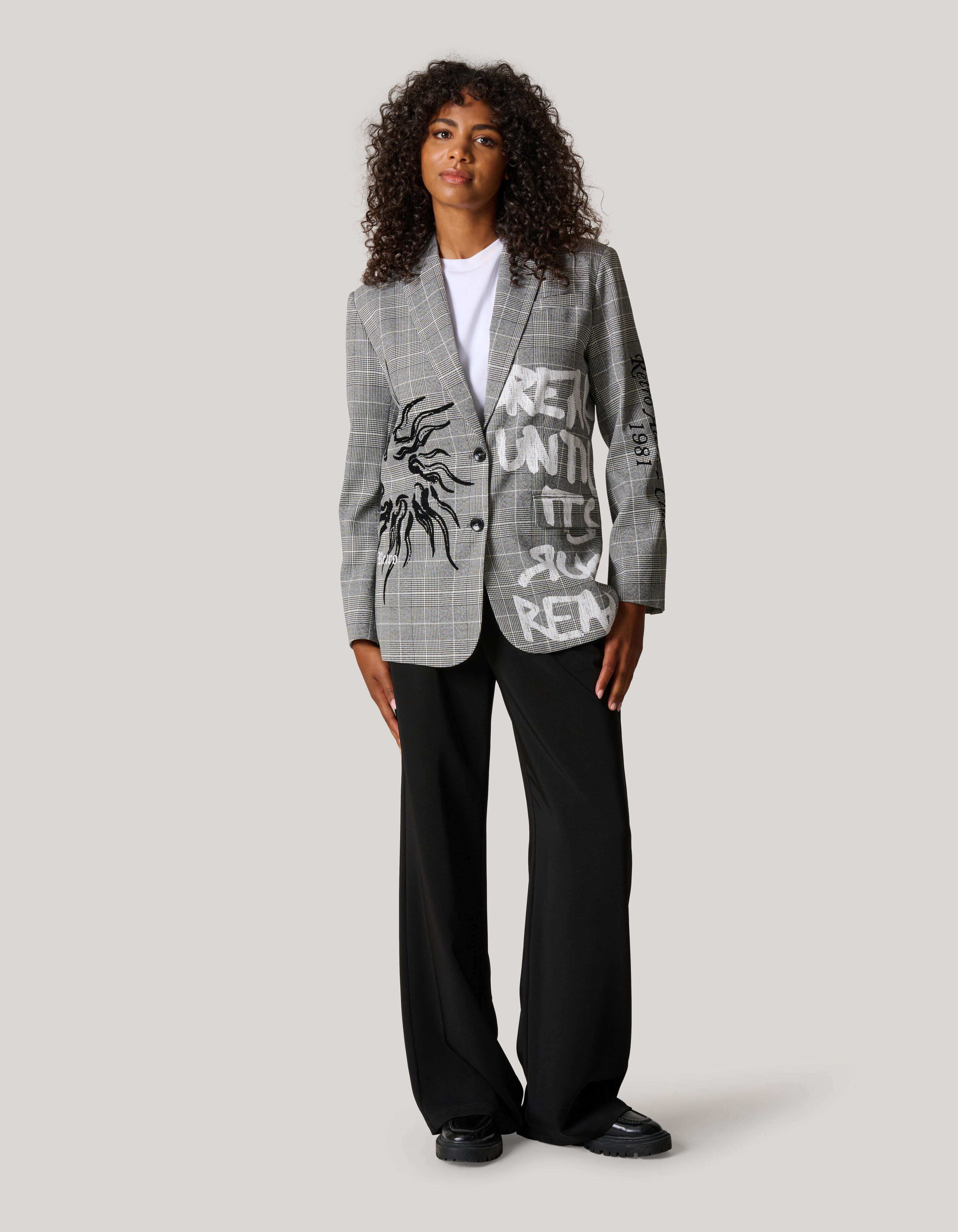Tekst Blazer Grijs SHOEBY WOMEN