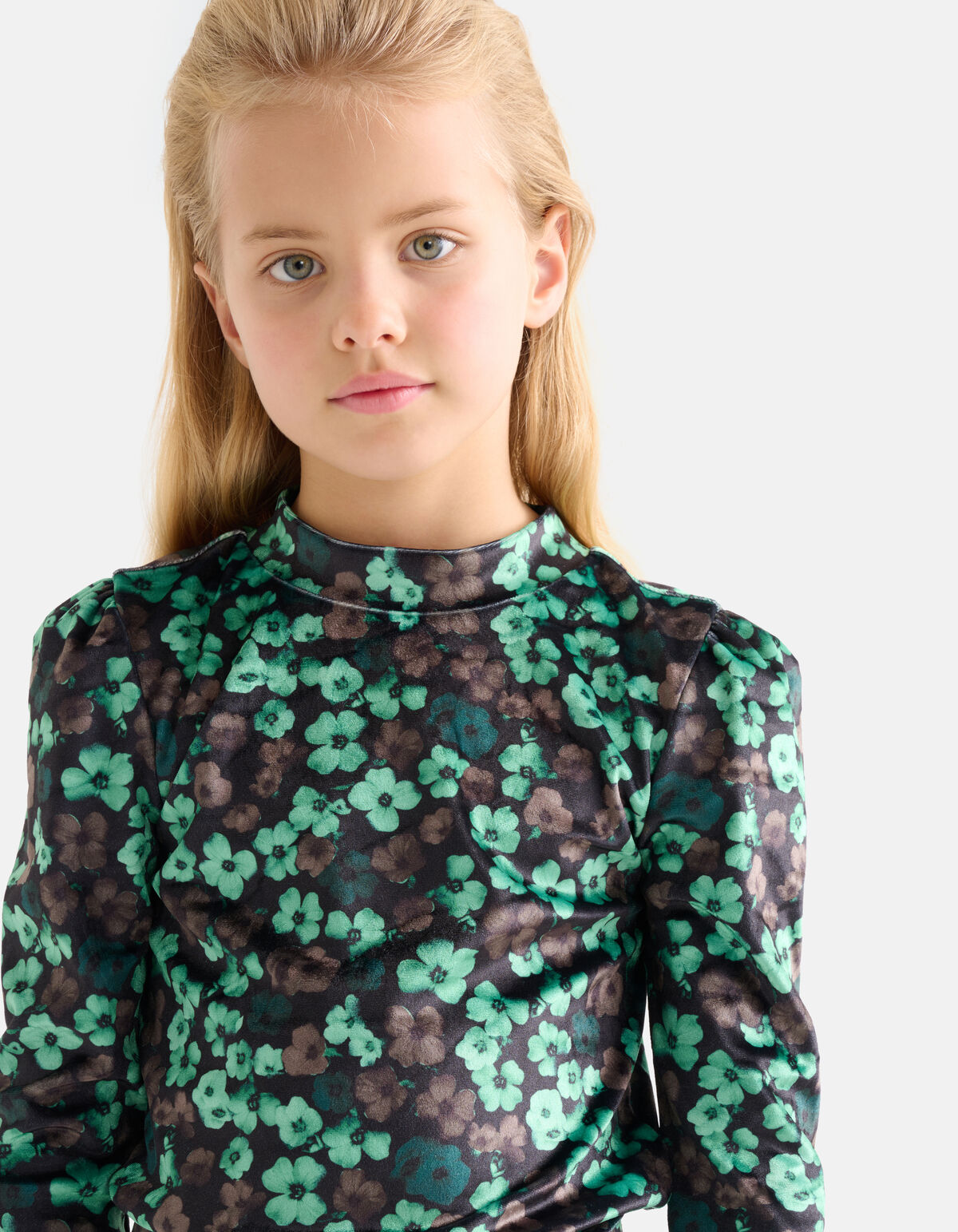 Velvet Bloemenprint Top Groen SHOEBY GIRLS