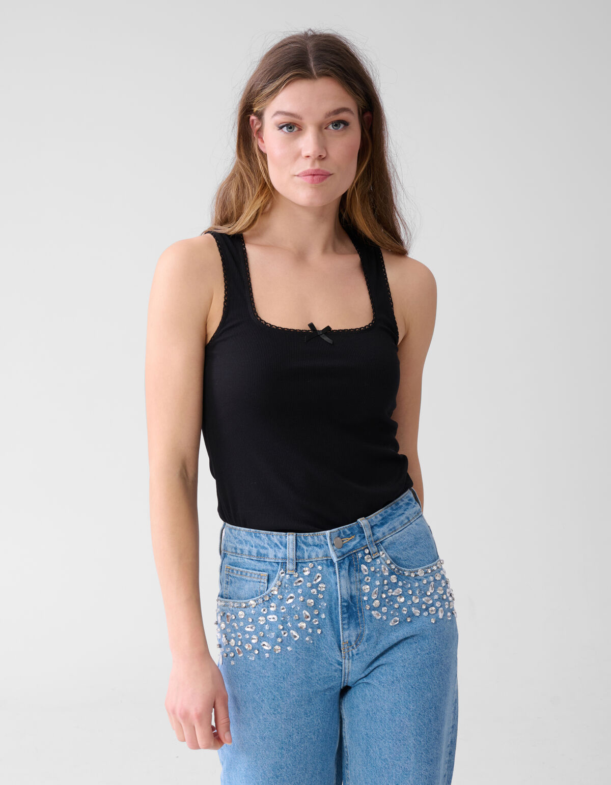 Basic Strik Top Zwart SHOEBY WOMEN