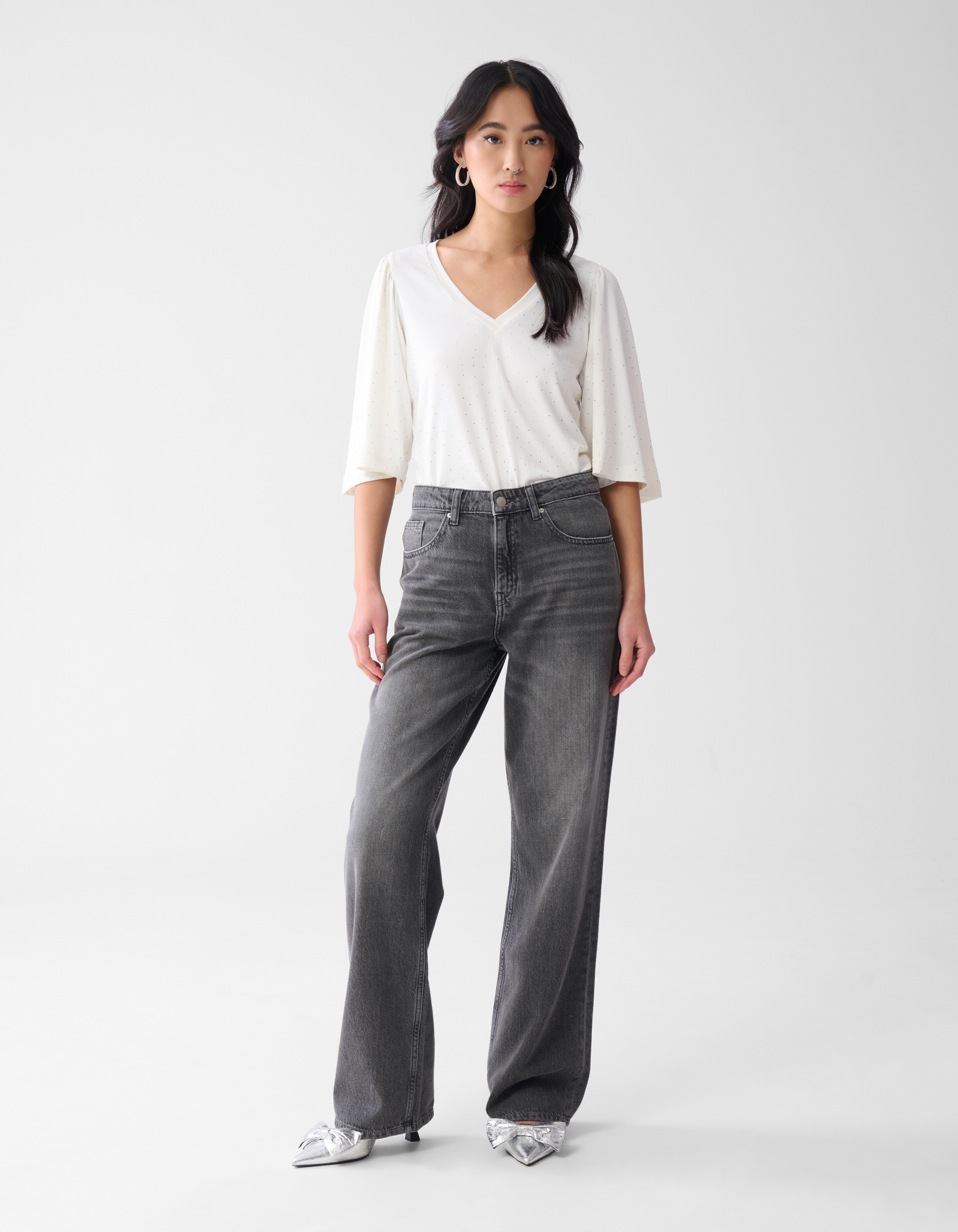 Strass Ruffle Top Gebroken Wit SHOEBY WOMEN