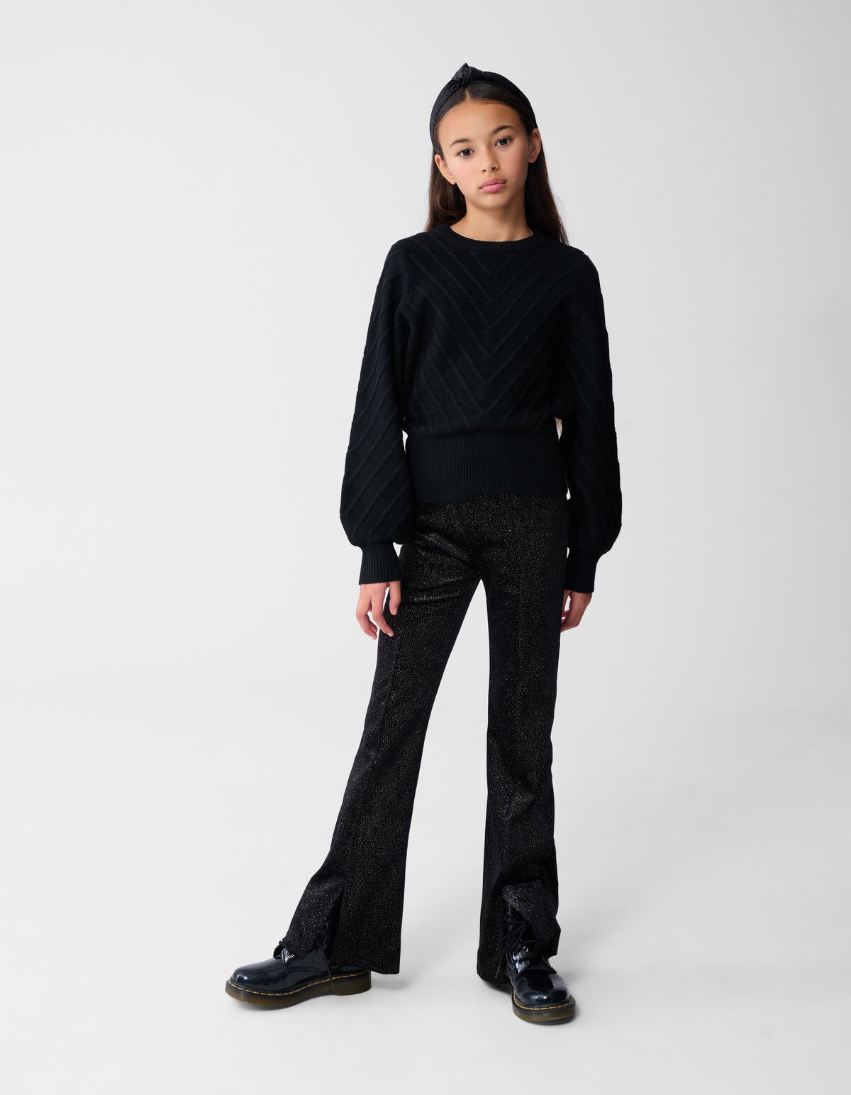 Velvet Wide Leg Broek Zwart SHOEBY GIRLS