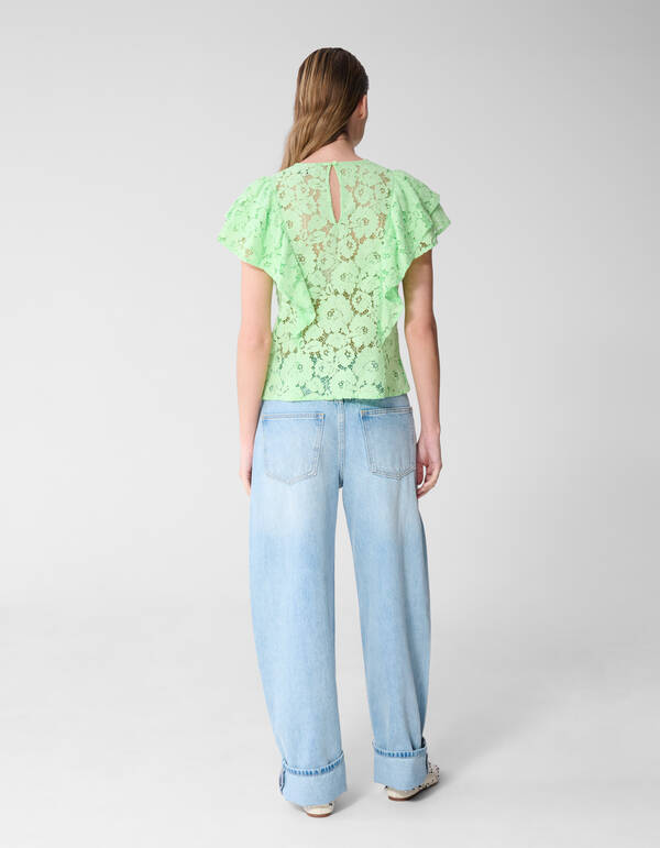 Kanten Ruffle Top Lichtgroen SHOEBY WOMEN