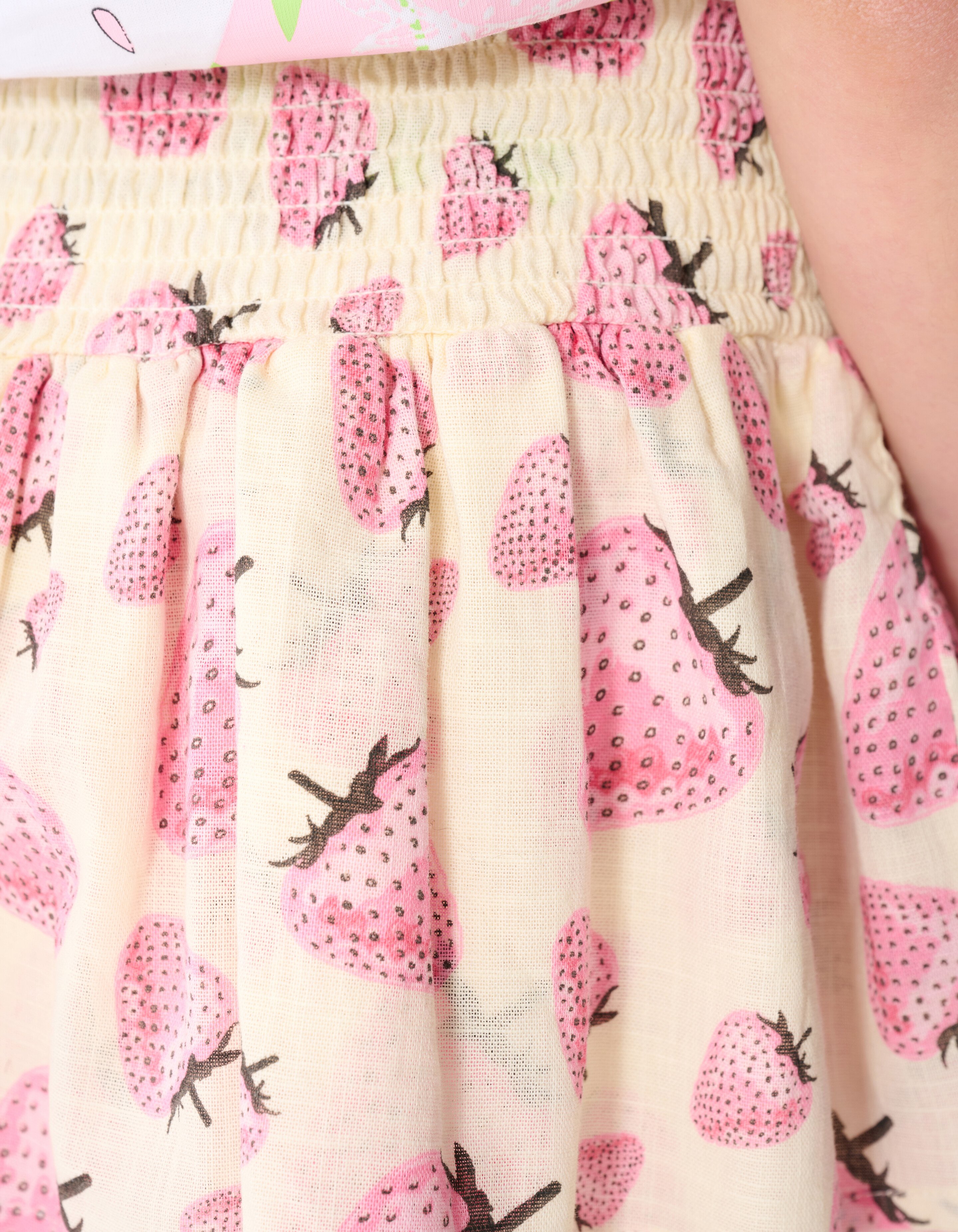 Strawberry Print Mini Rok Gebroken Wit SHOEBY GIRLS