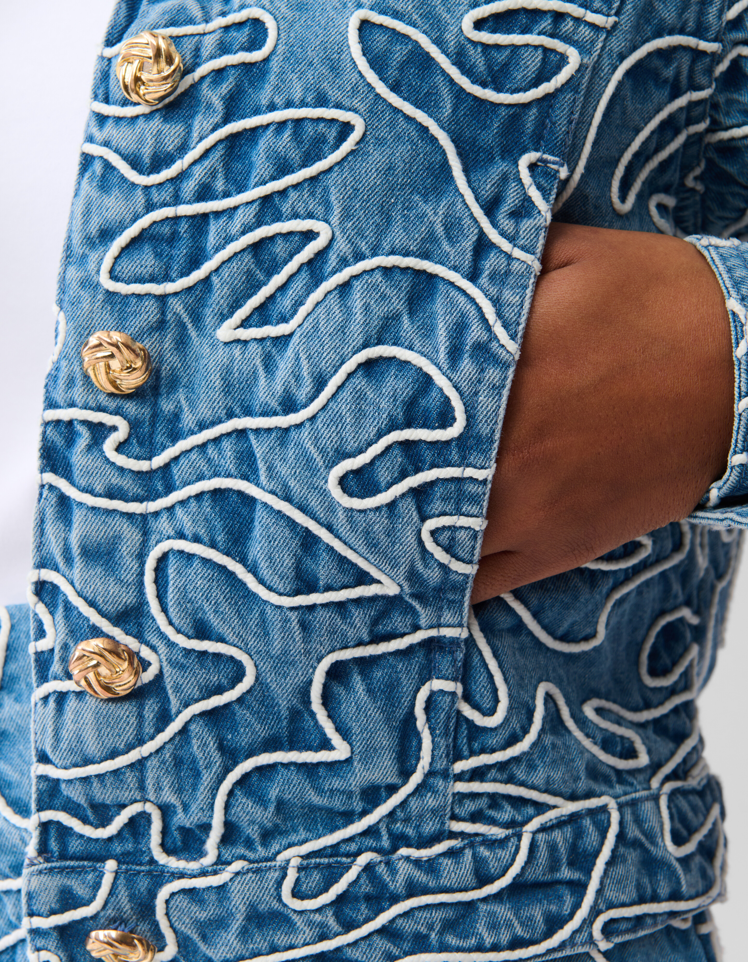 Denim Embroidery Cord Jacket Blauw SHOEBY WOMEN
