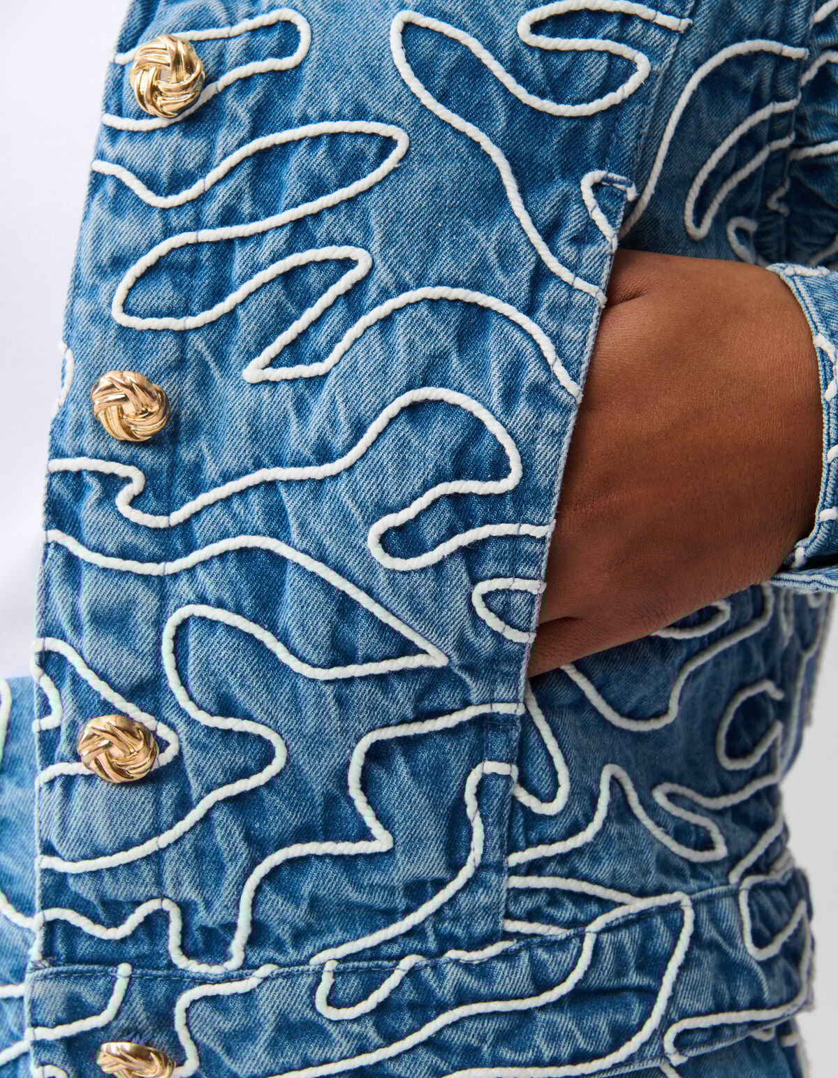 Denim Embroidery Cord Jacket Blauw SHOEBY WOMEN