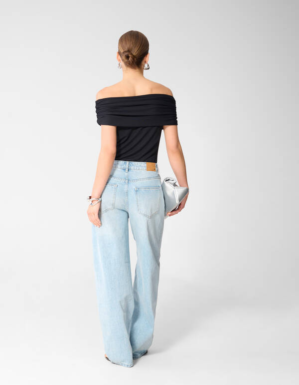 Off Shoulder Top Zwart SHOEBY WOMEN