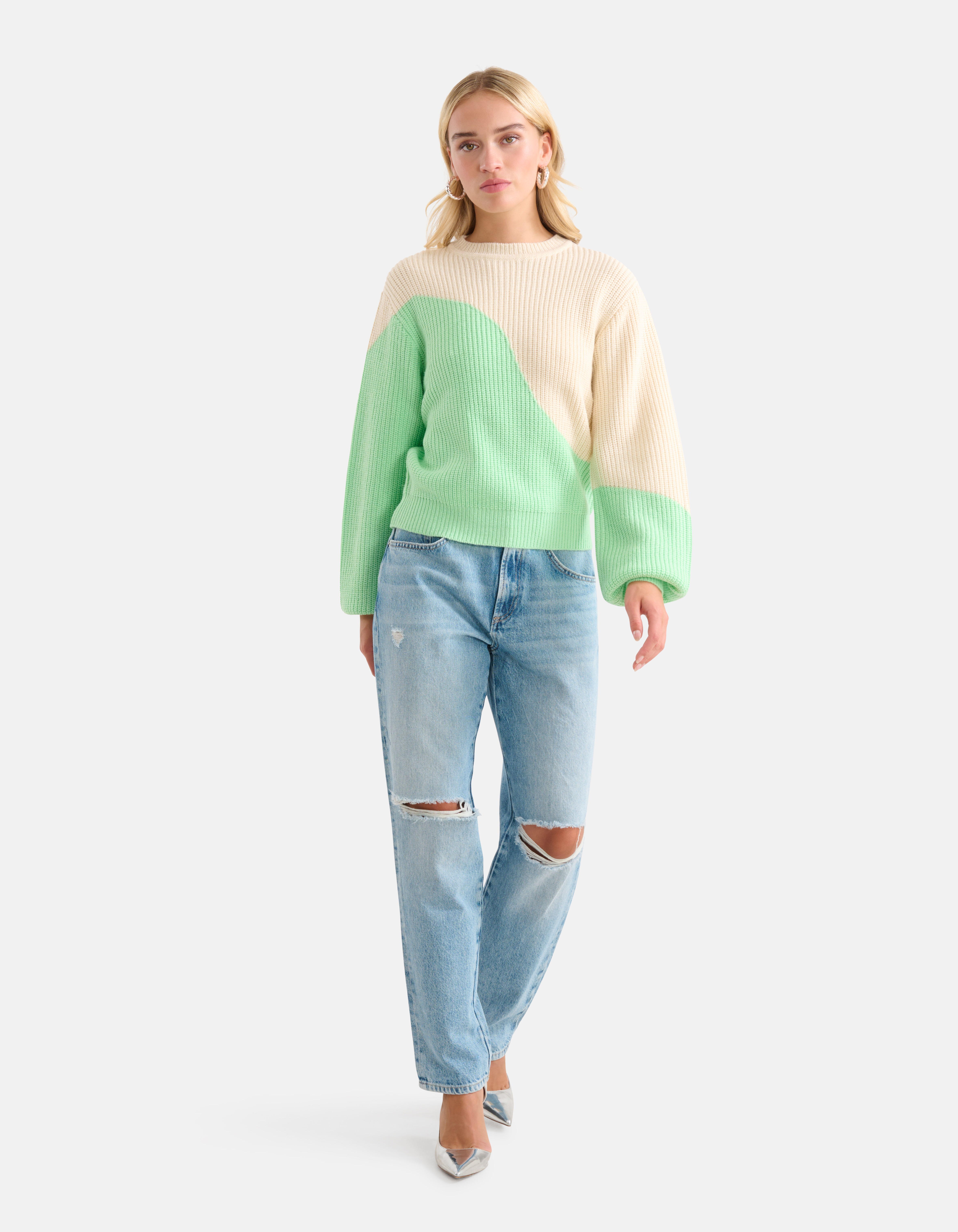 Colorblock trui outlet