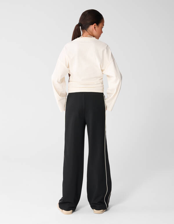 Piping Wide Leg Fit Broek Zwart SHOEBY GIRLS