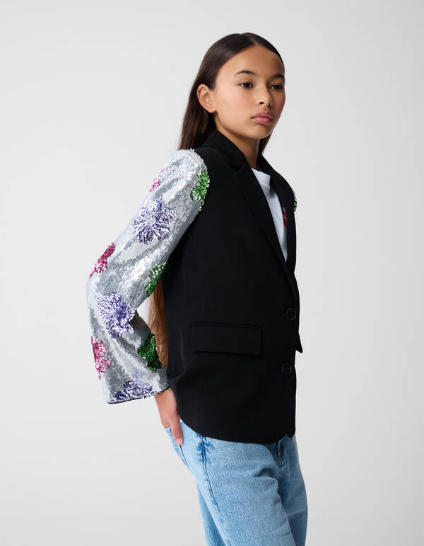 Flower Sequin Blazer Zwart SHOEBY GIRLS