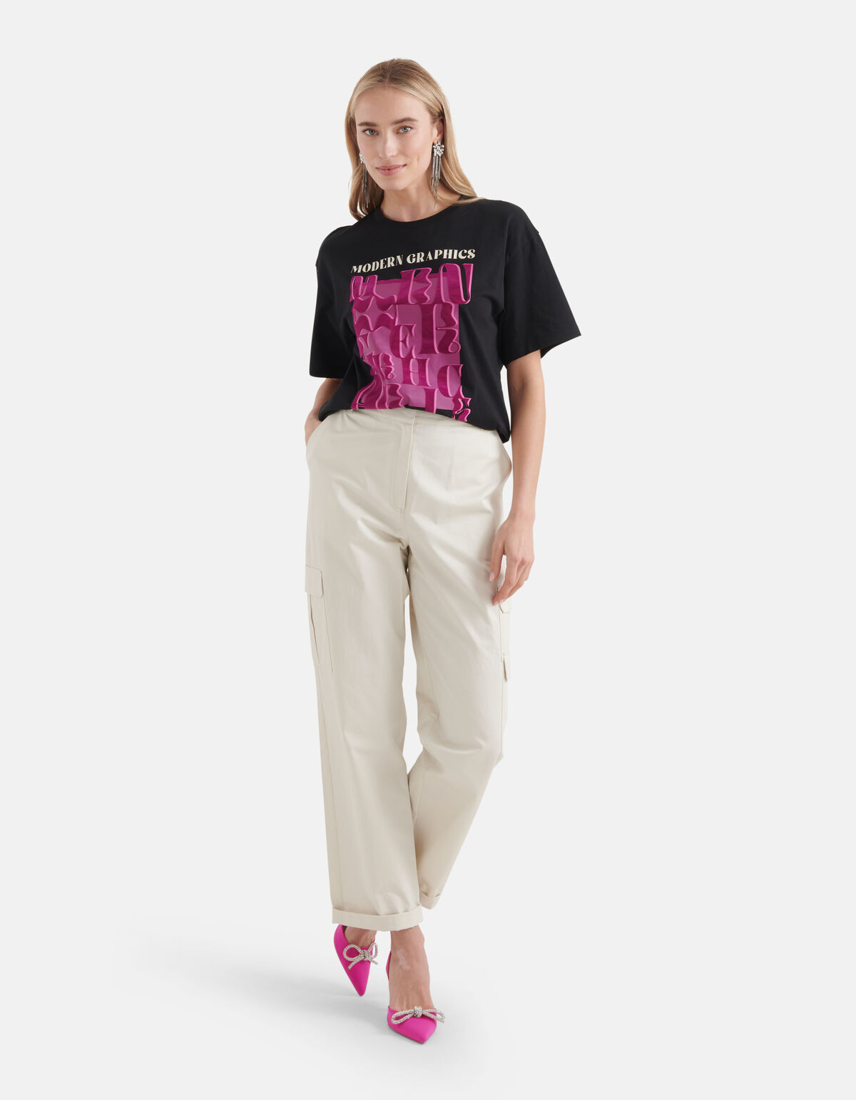 Grafisch Artwork T-shirt Zwart SHOEBY WOMEN
